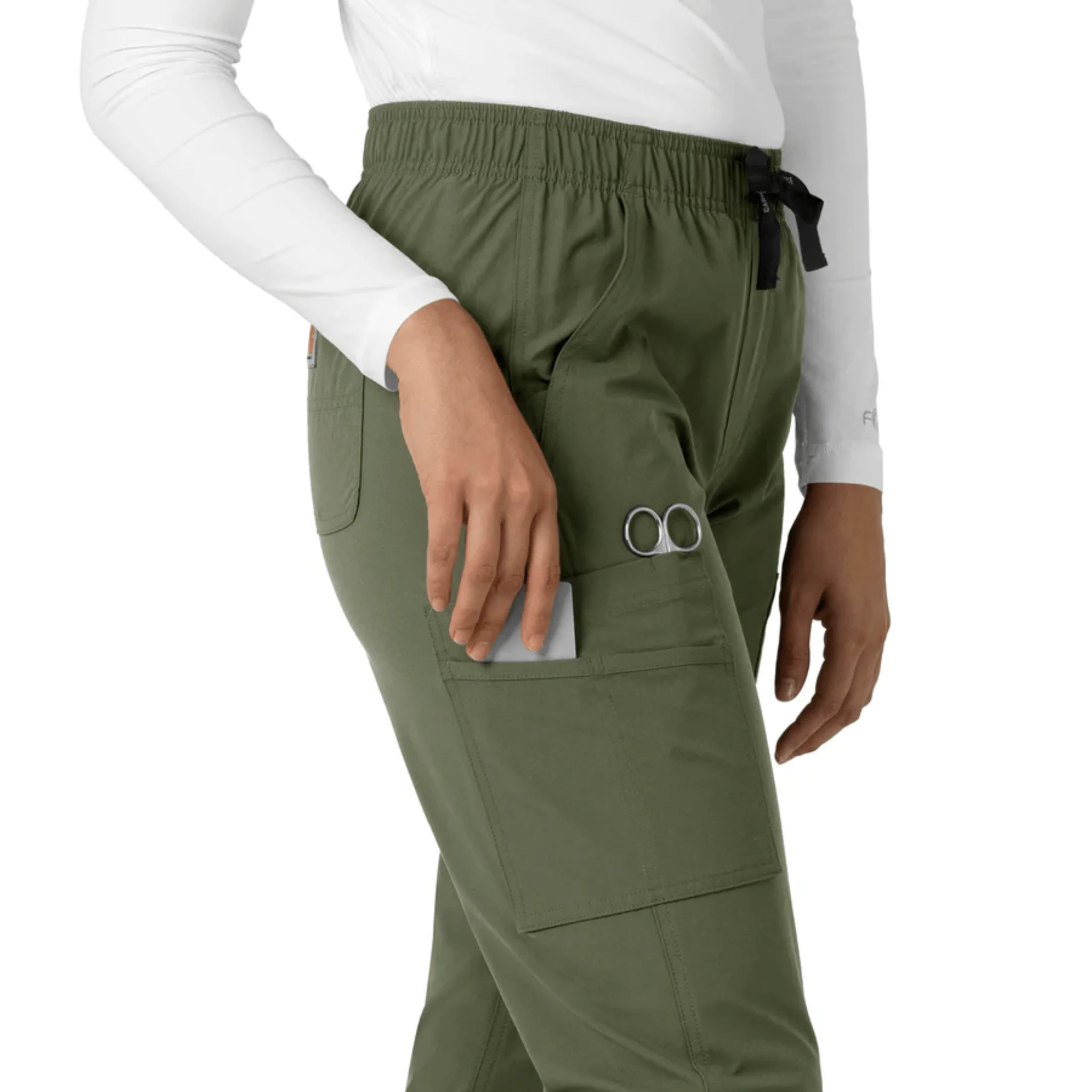 Carhartt Women's Force Modern Fit Straight Leg Scrub Pant - Olive - Image 2