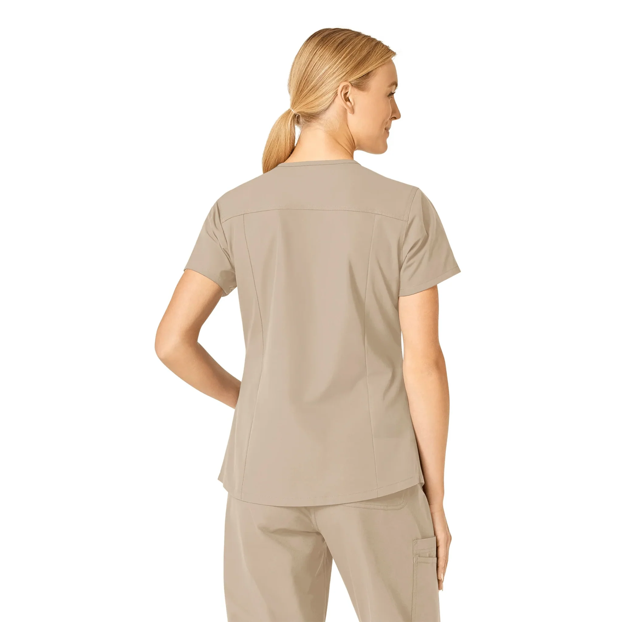 Carhartt Women's Force V Neck 5 Pocket Scrub Top - Khaki - Image 2