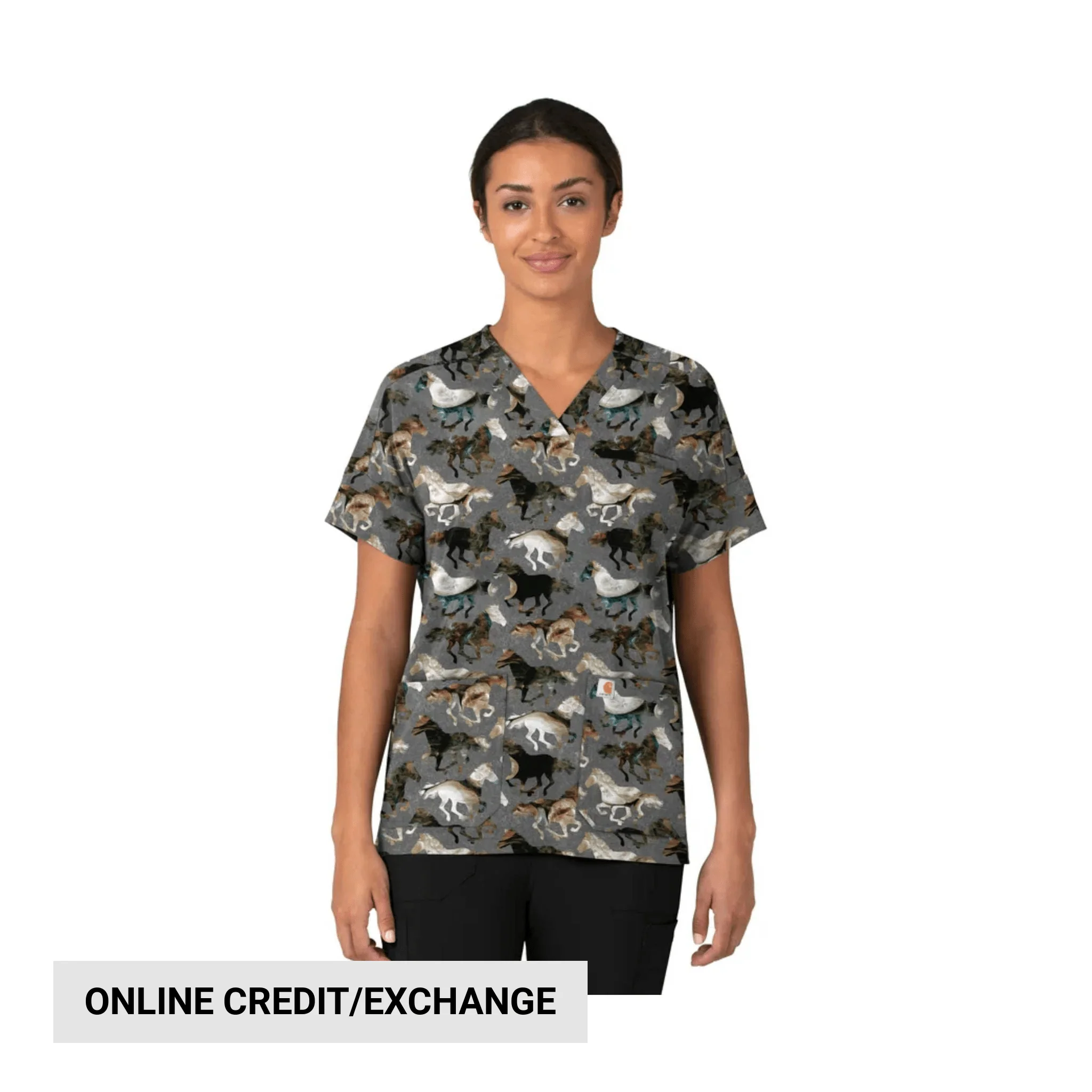 Carhartt Women's Oversized V Neck Scrub Top - Filly Trot Pewter