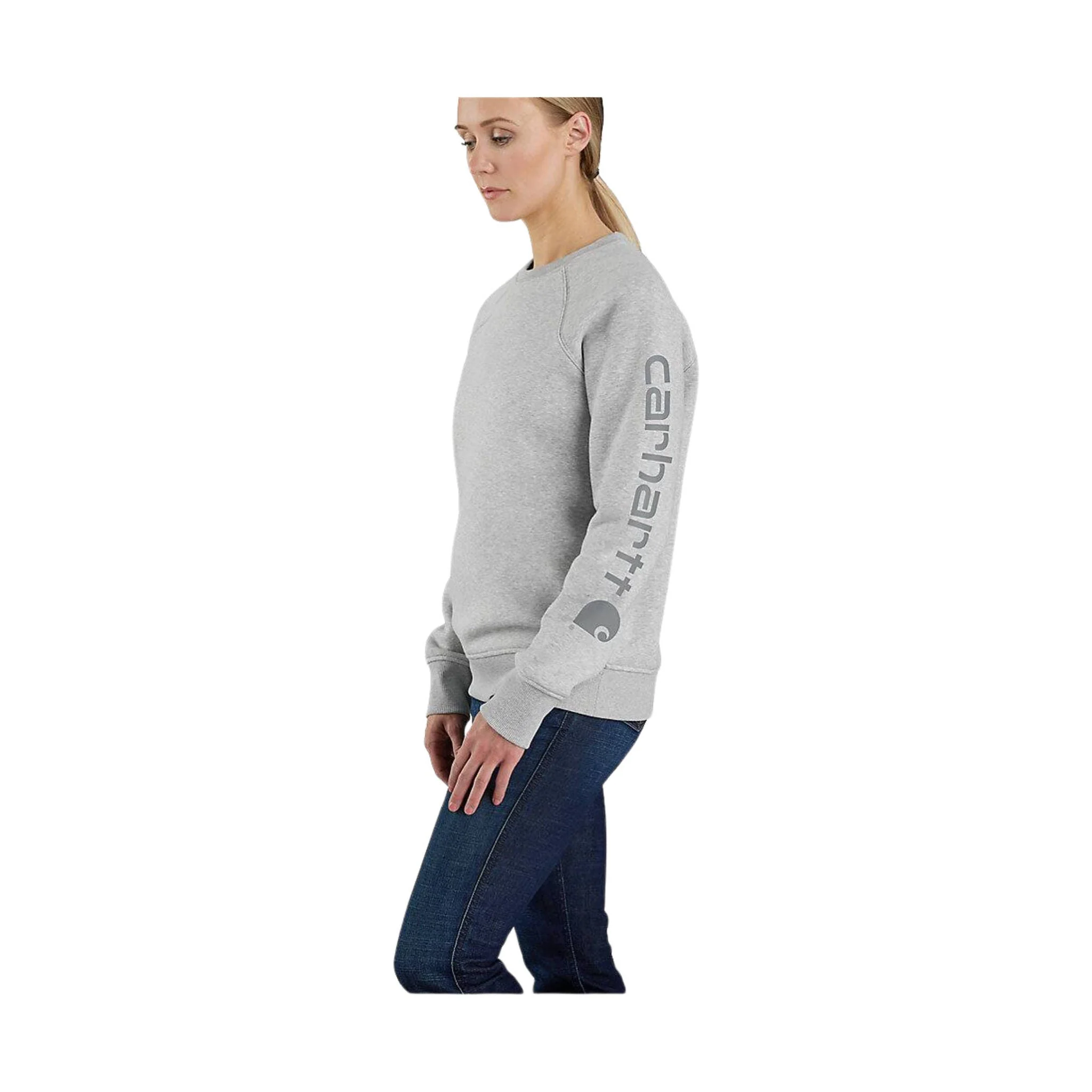 Carhartt Women's Relaxed Fit Graphic Crewneck Sweatshirt - Heather Grey - Image 2