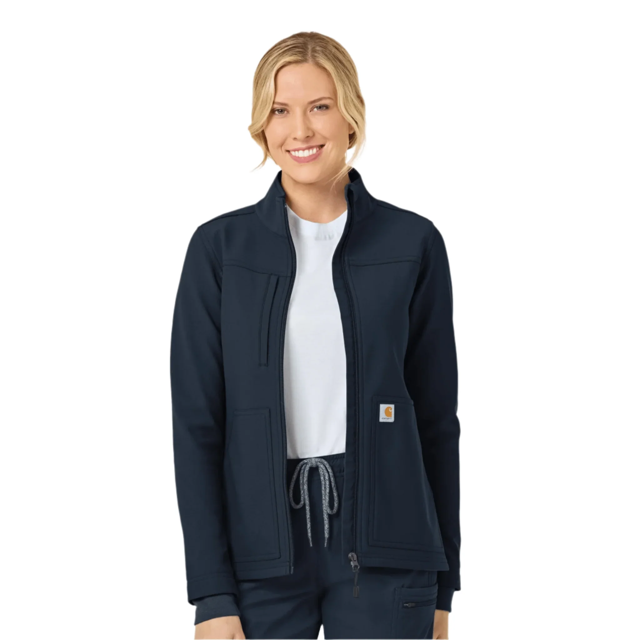 Carhartt Women's Rugged Flex Bonded Fleece Scrub Jacket - Navy
