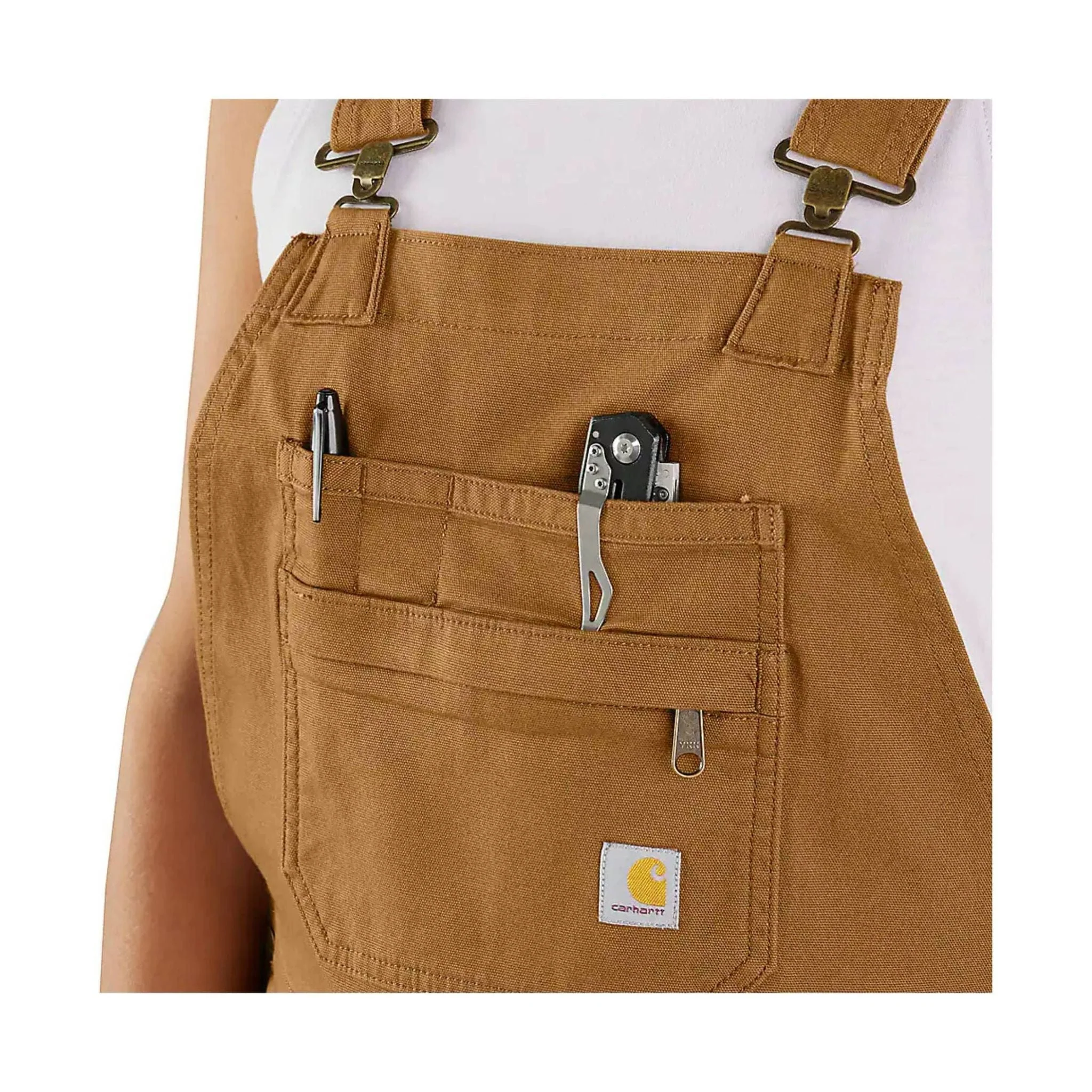 Carhartt Women's Rugged Flex Relaxed Fit Canvas Shortall - Carhartt Brown - Image 3