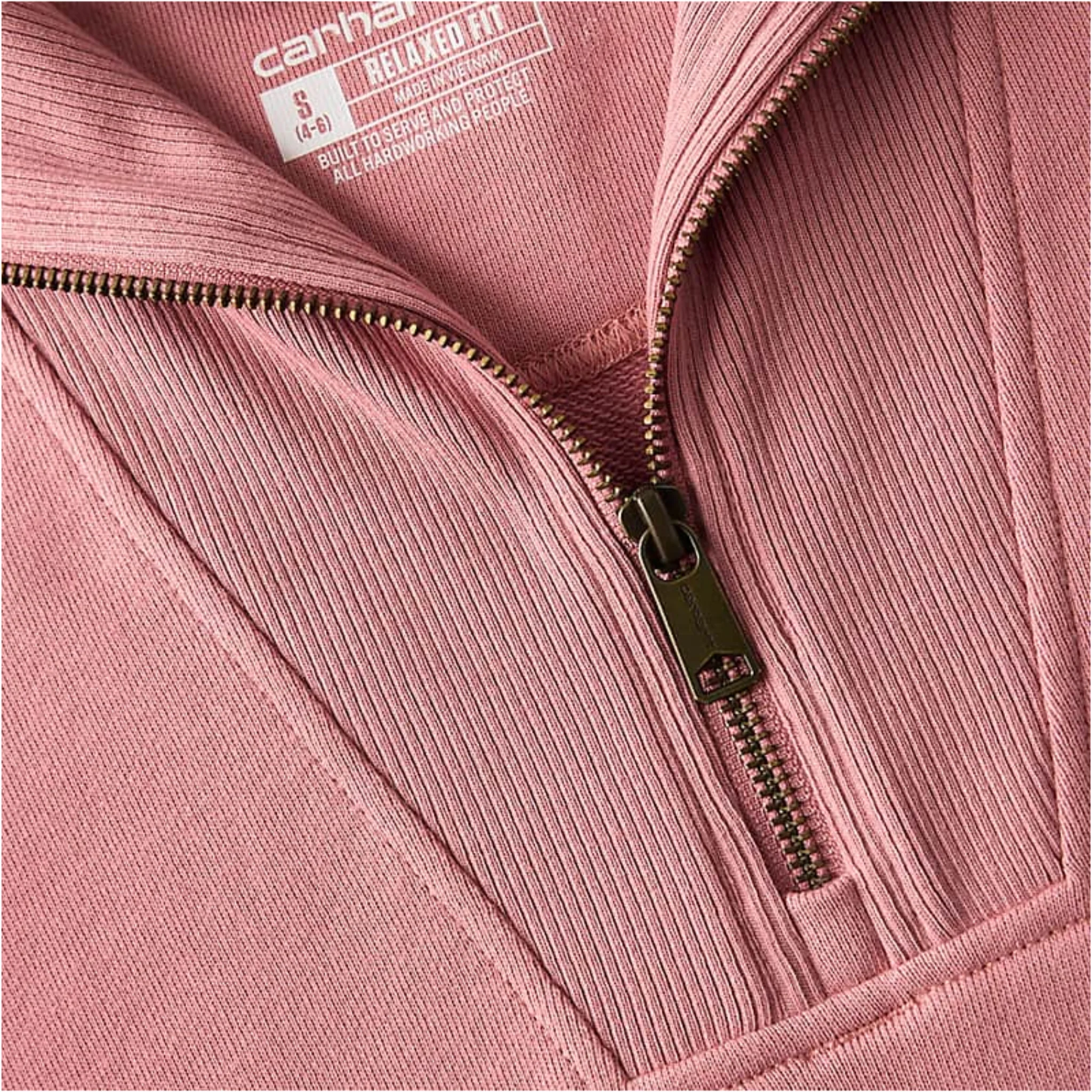 Carhartt Women's Tencel Fabric 1/2 Zip Sweatshirt - Rose Tint - Image 3