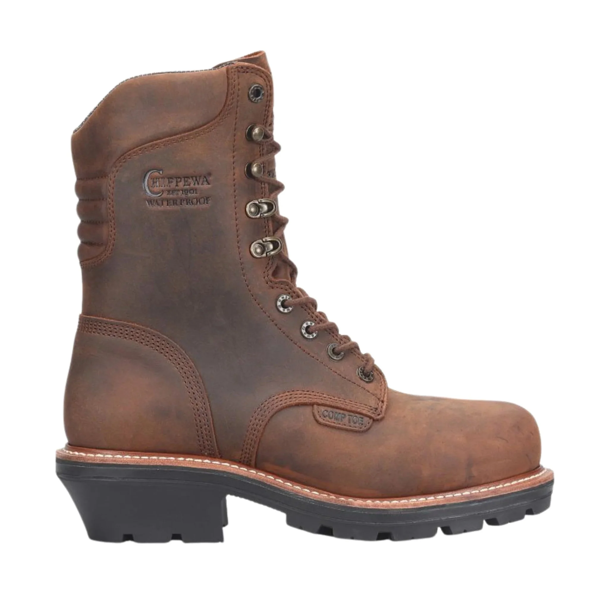 Chippewa Men's Thunderstruck 9 Inch Logger Non Insulated Waterproof Nano Composite Toe Work Boots - Brown - Image 2