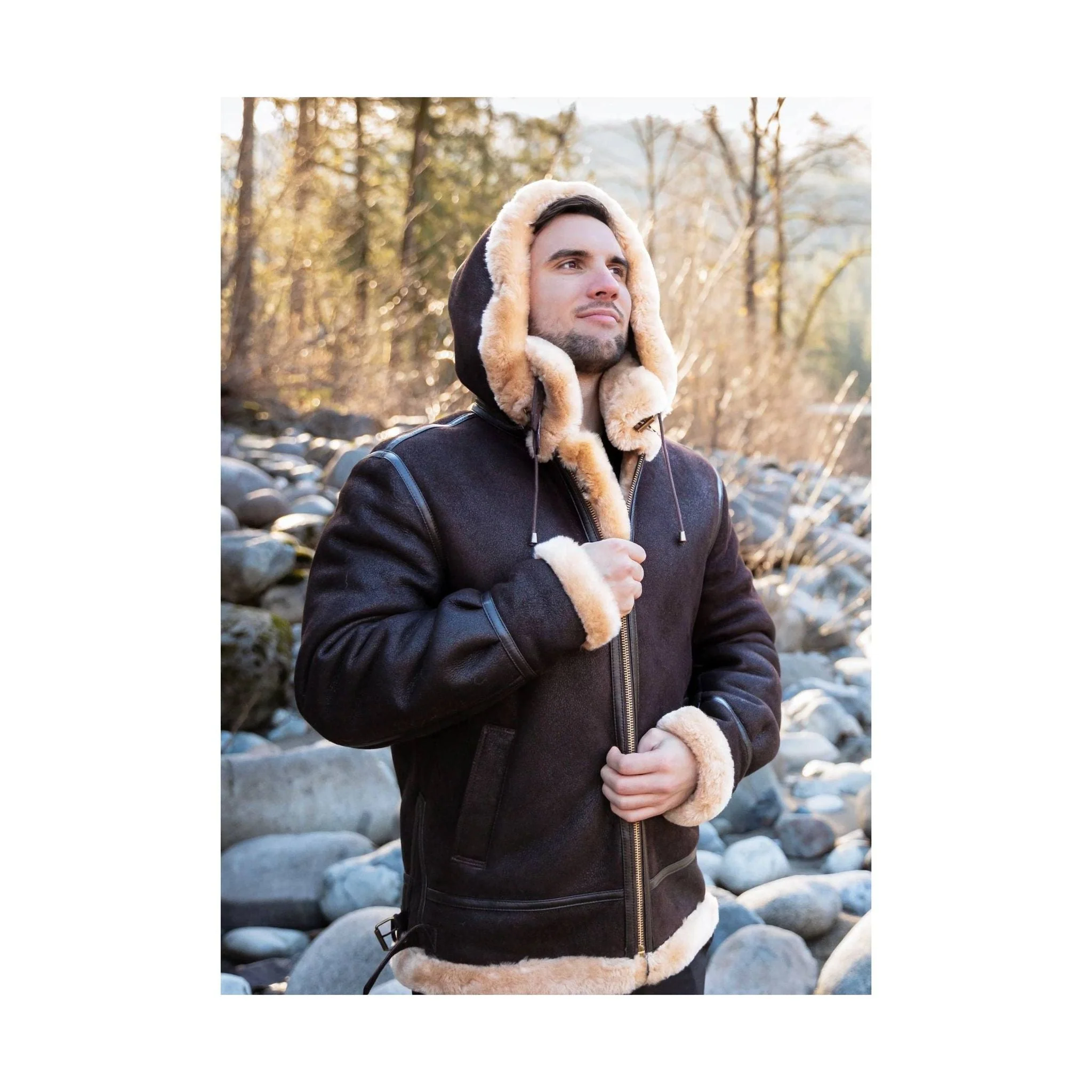 Cloud Nine Men's Sheepskin Bomber Jacket - Espresso - Image 4