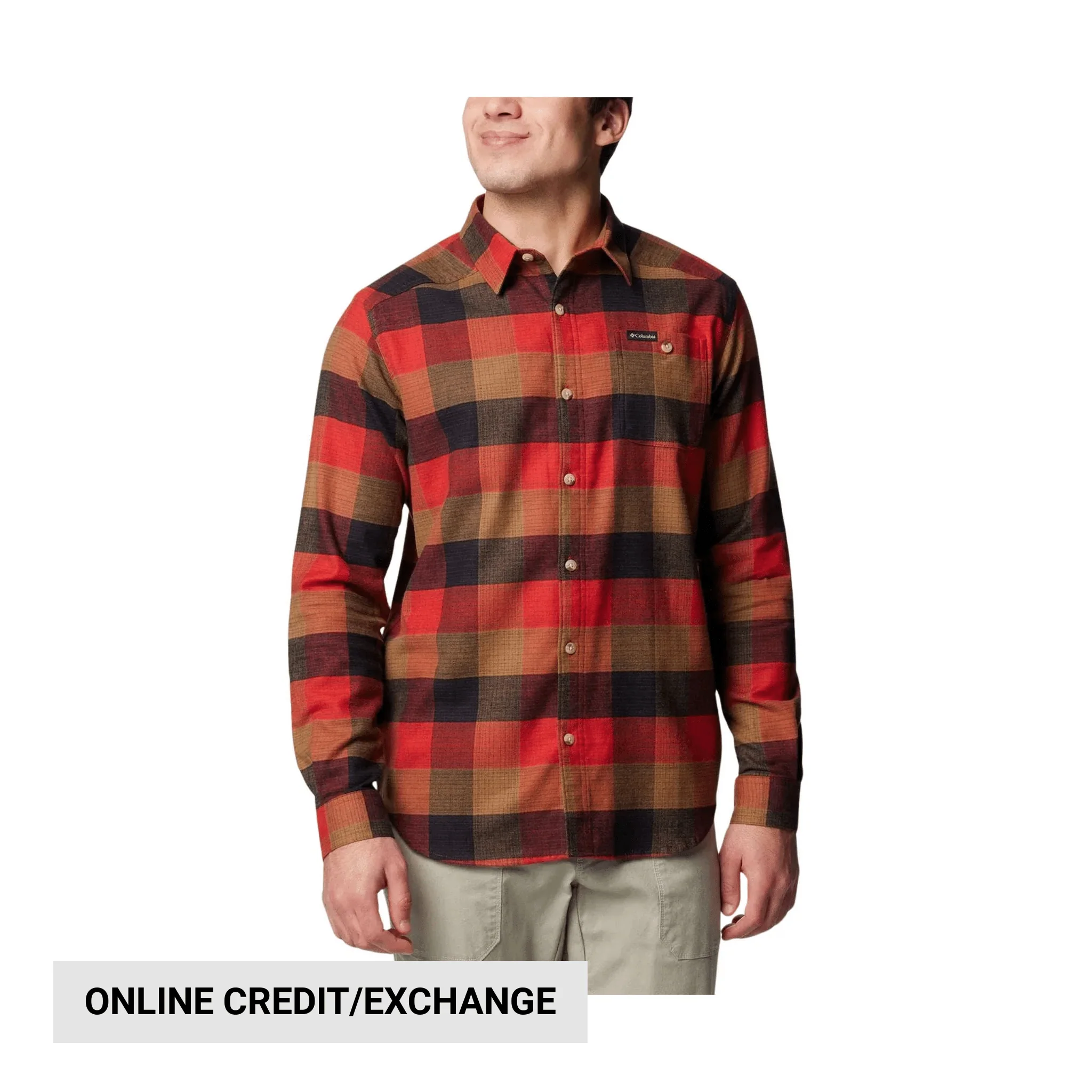Columbia Men's Cornell Woods Flannel Long Sleeve Shirt - Snail Red Ombre
