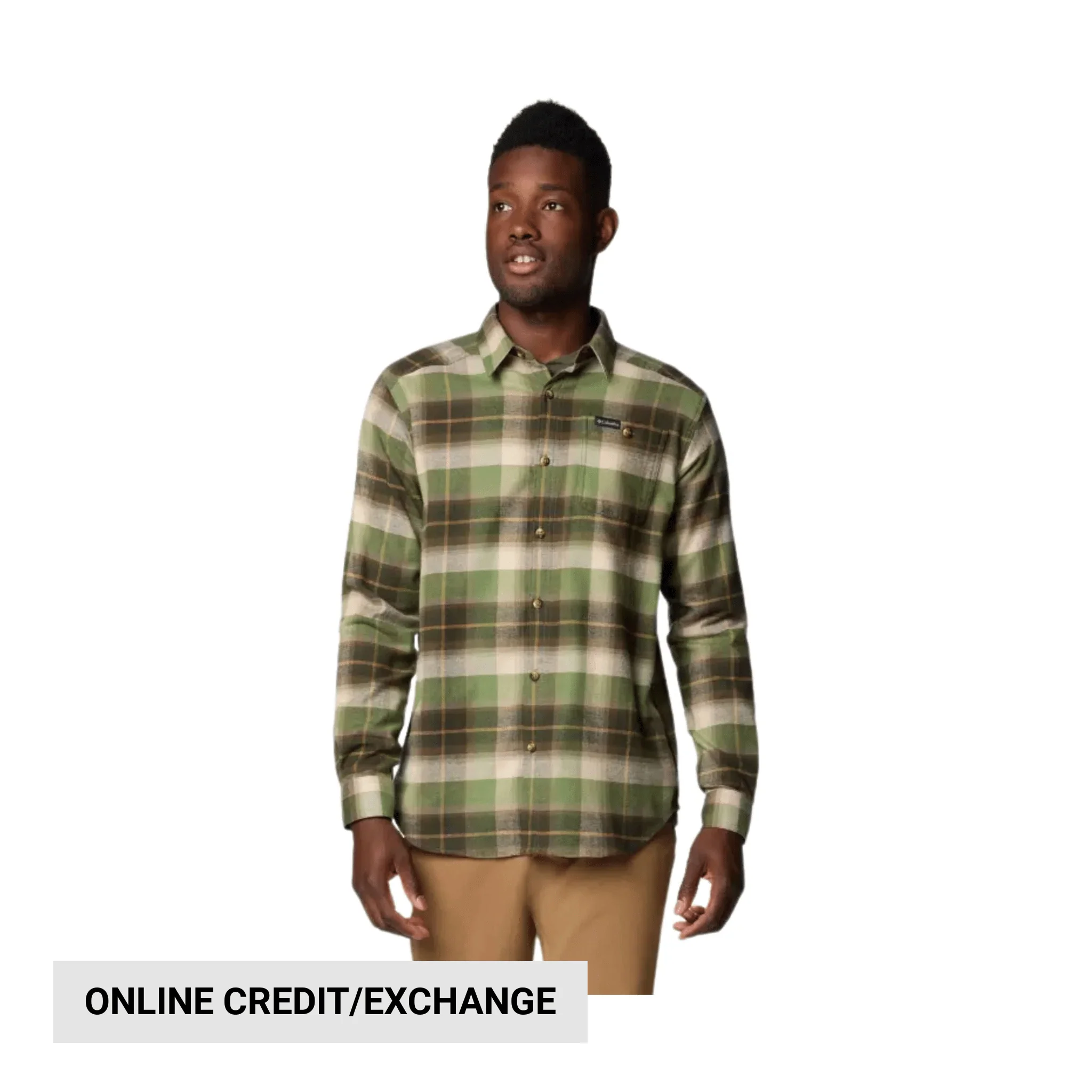 Columbia Men's Cornell Woods Flannel Long Sleeve Shirt - Stone Green Classic Multi Tartan