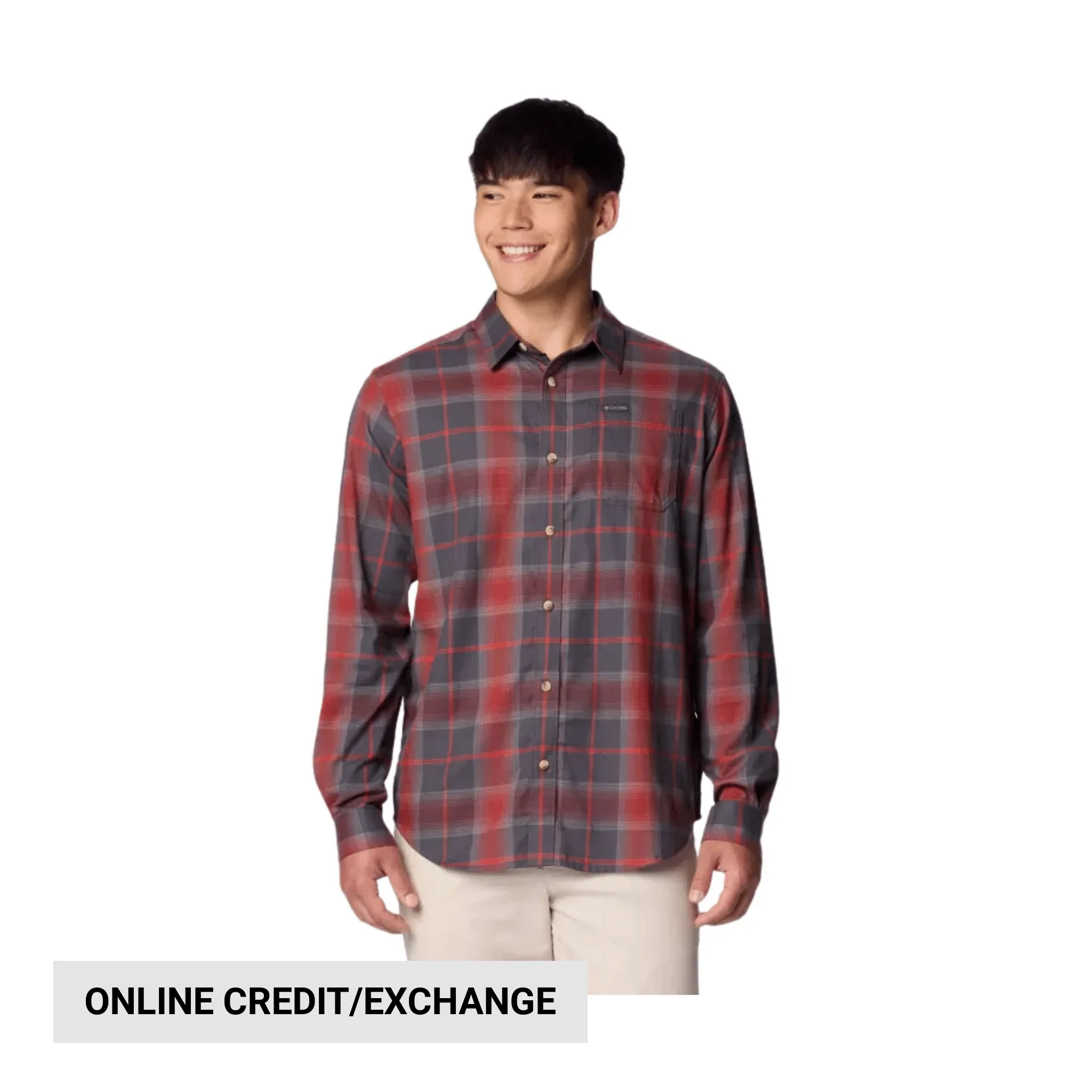 Columbia Men's Vapor Ridge III Long Sleeve Shirt - Spice Tartan Ombre