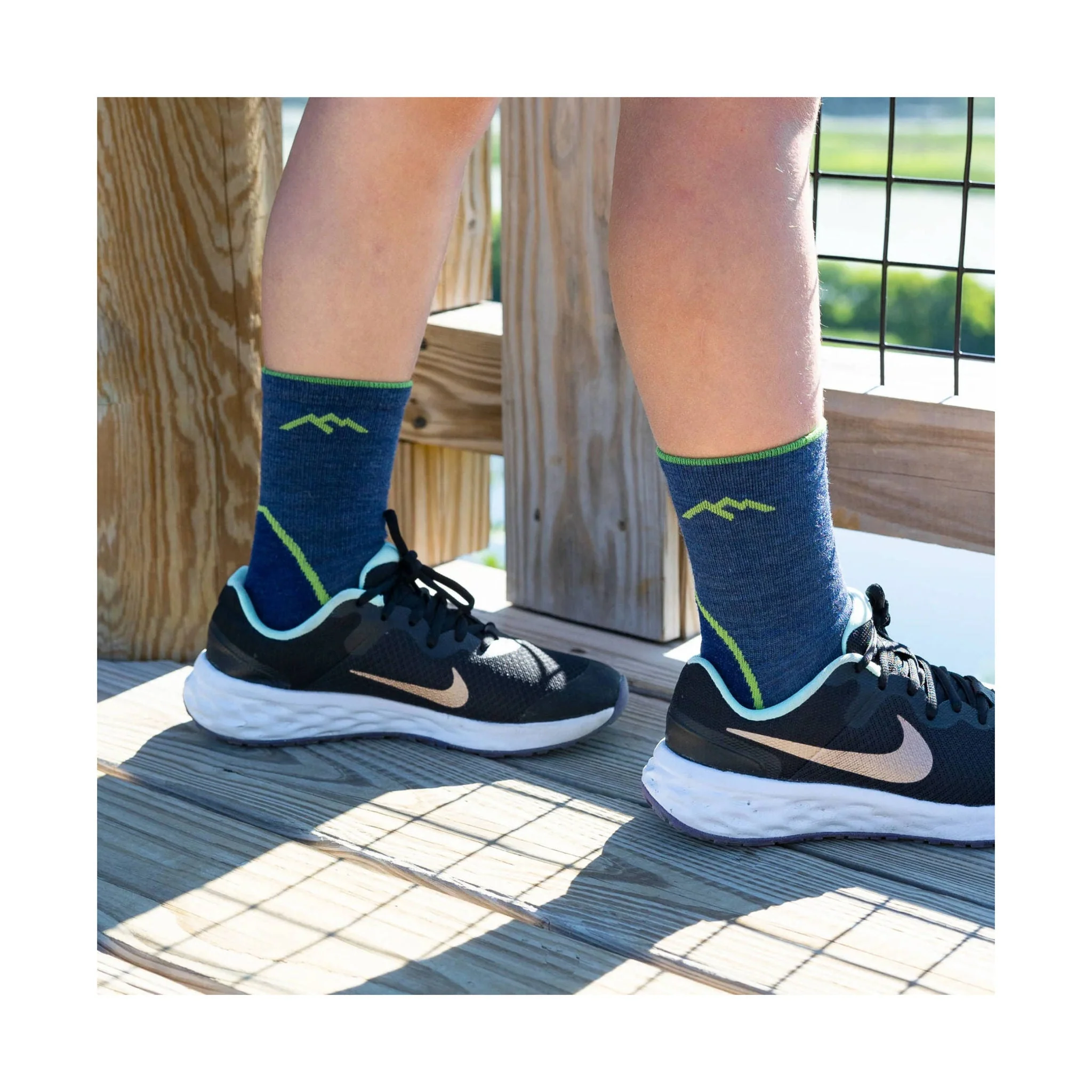 Darn Tough Vermont Kids' Light Hiker Micro Crew Lightweight Hiking Sock - Denim - Image 2