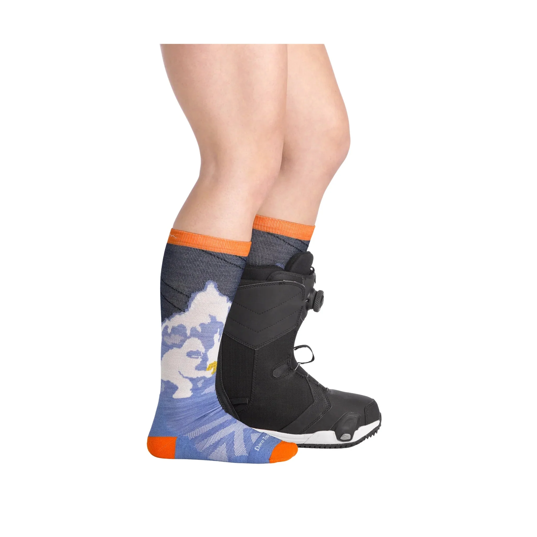 Darn Tough Vermont Kids' Little Yeti Over The Calf Midweight Ski and Snowboard Socks - Midnight - Image 3