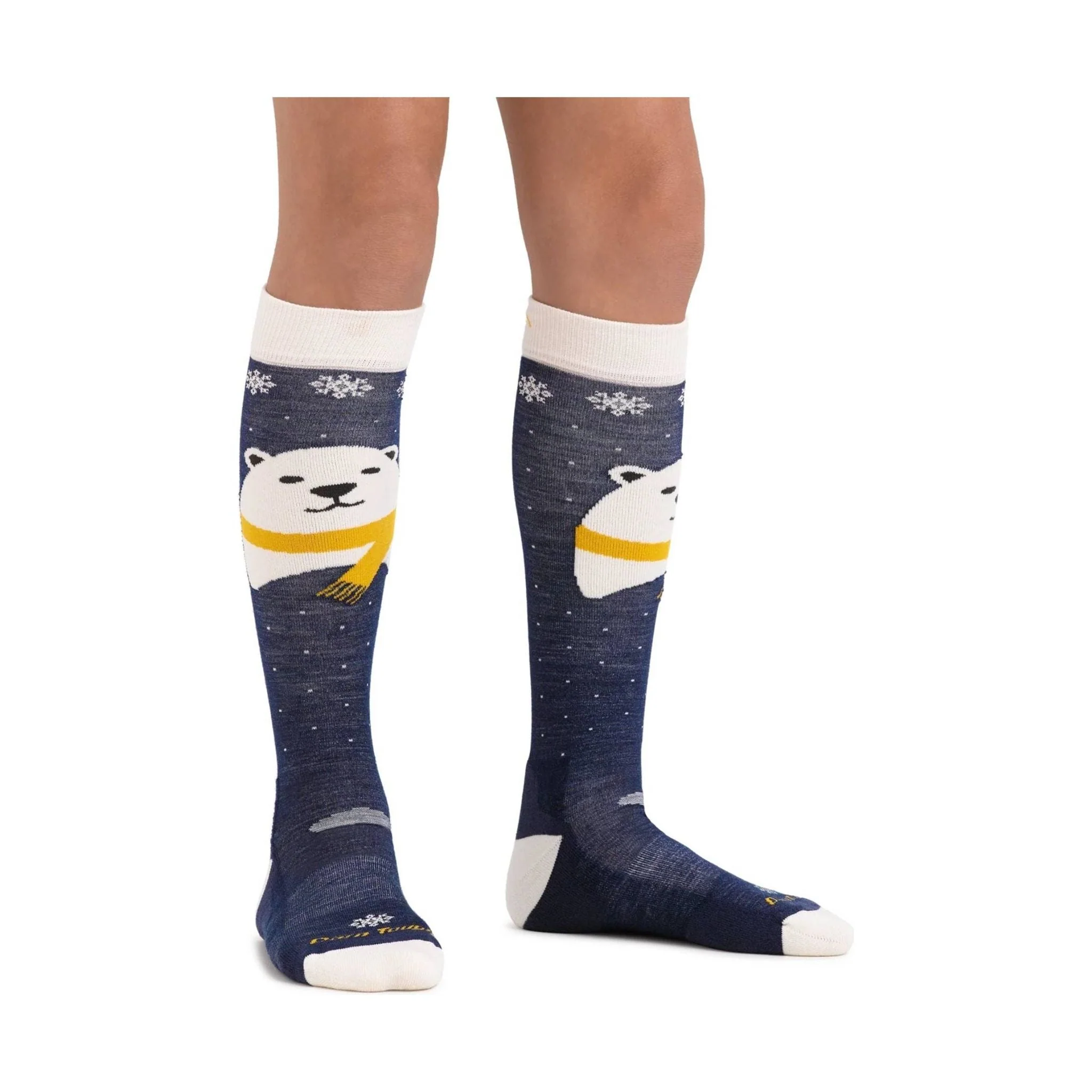 Darn Tough Vermont Kids' Polar Bear Over The Calf Midweight Ski and Snowboard Sock - Blue - Image 2