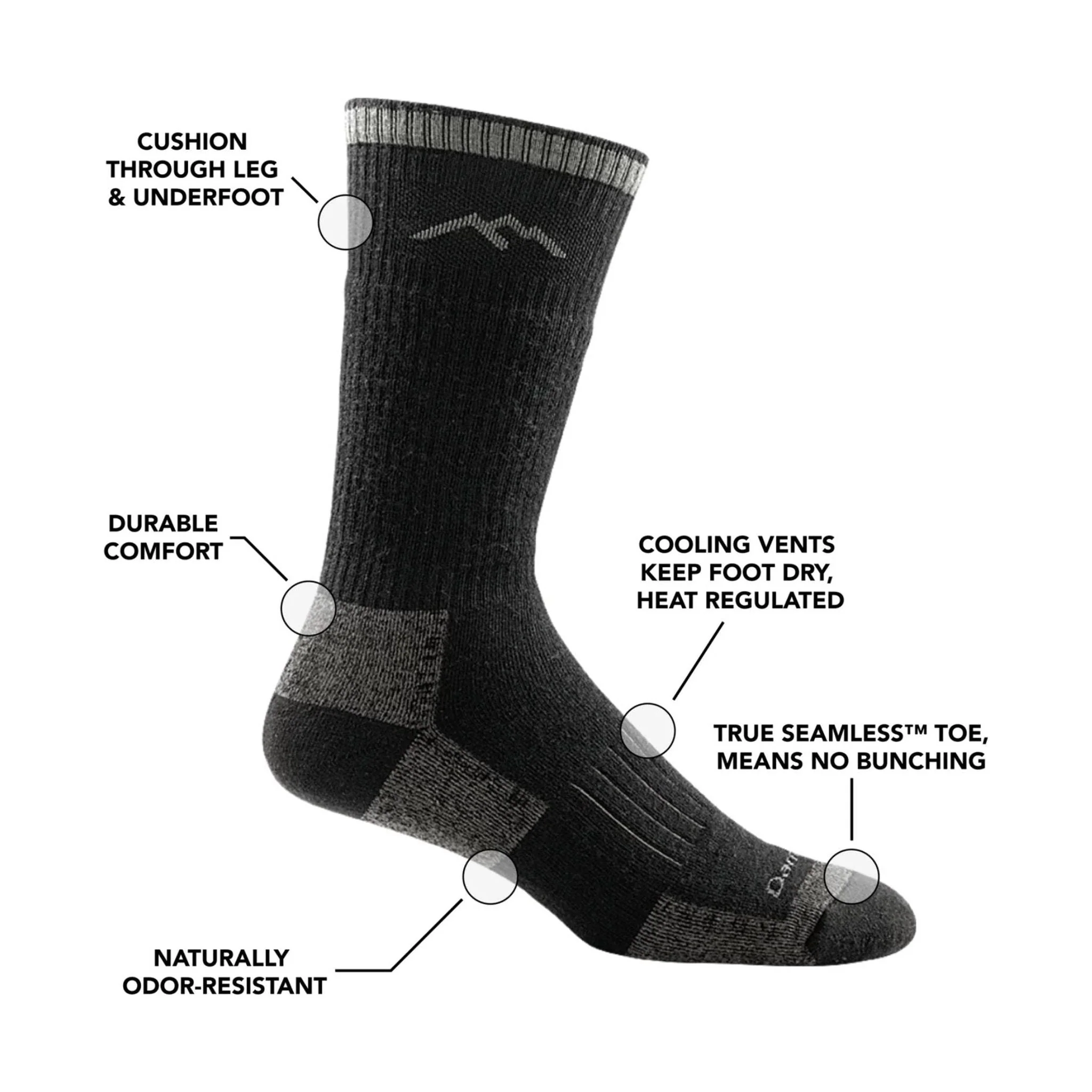 Darn Tough Vermont Men's Boot Full Cushion Midweight Hunting Sock - Charcoal - Image 4