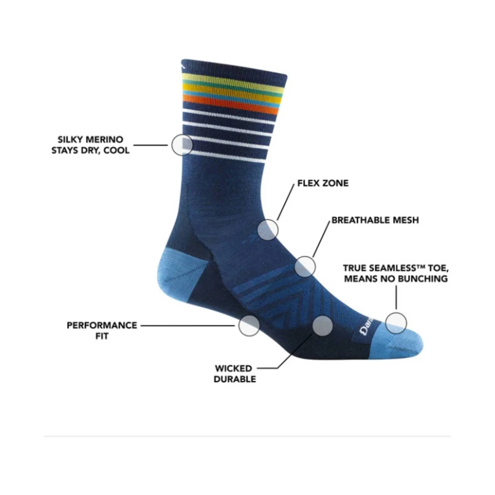 Darn Tough Vermont Men's Stride Micro Crew Ultra Lightweight Running Sock - Eclipse - Image 4
