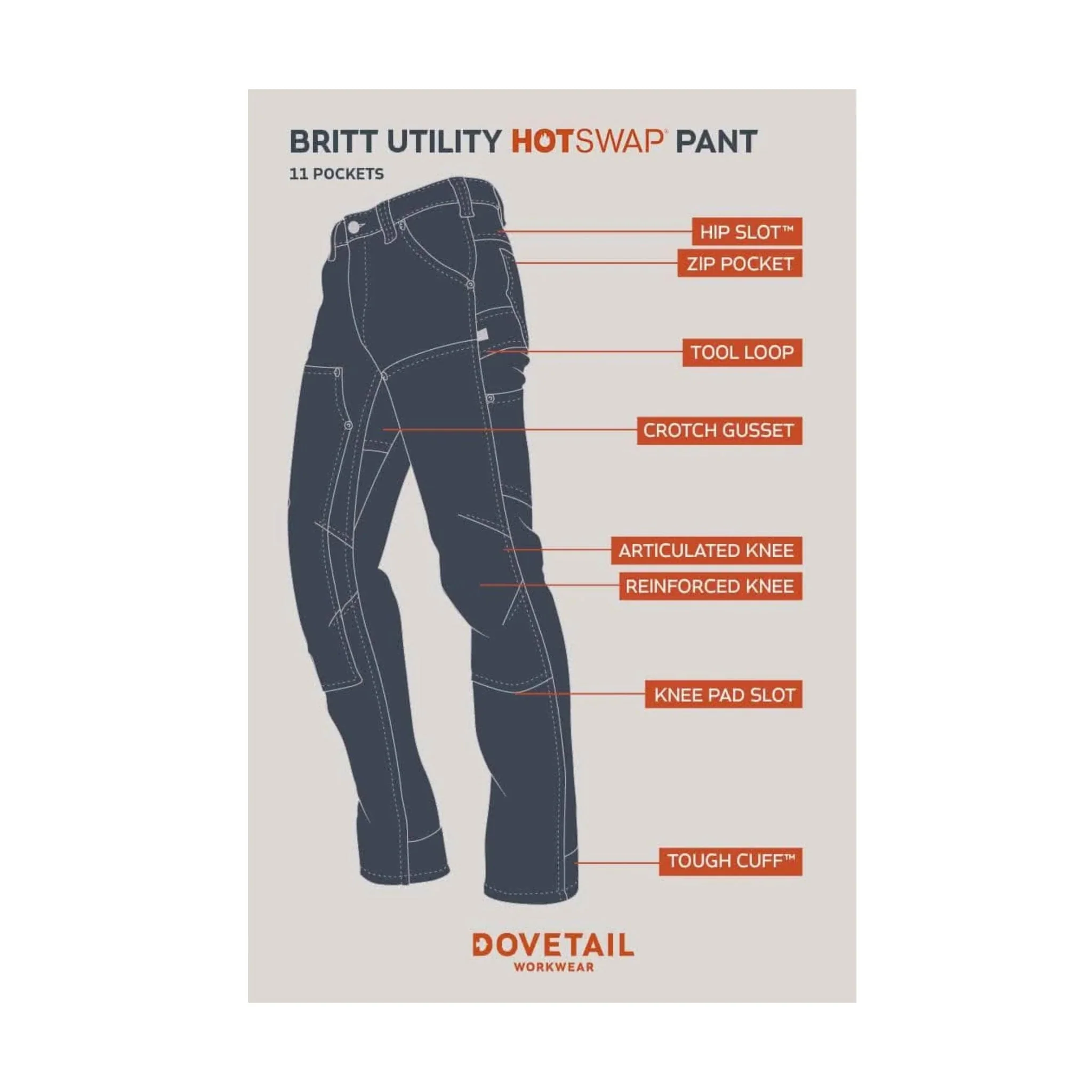 Dovetail Women's Britt Utility Hotswap Thermal Denim Pant - Grey - Image 8