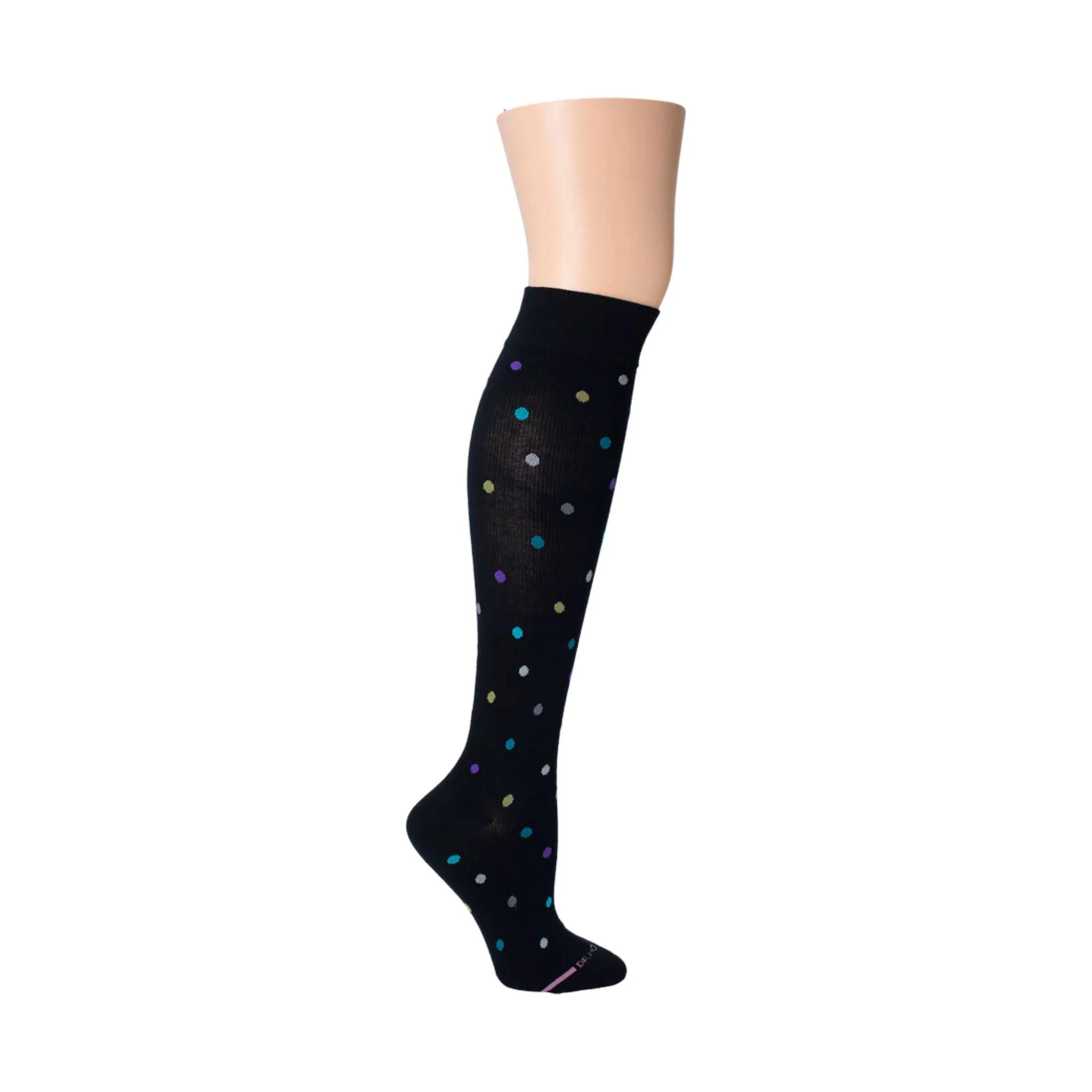 Dr. Motion Women's Dancing Dot Knee High Compression Socks - Navy