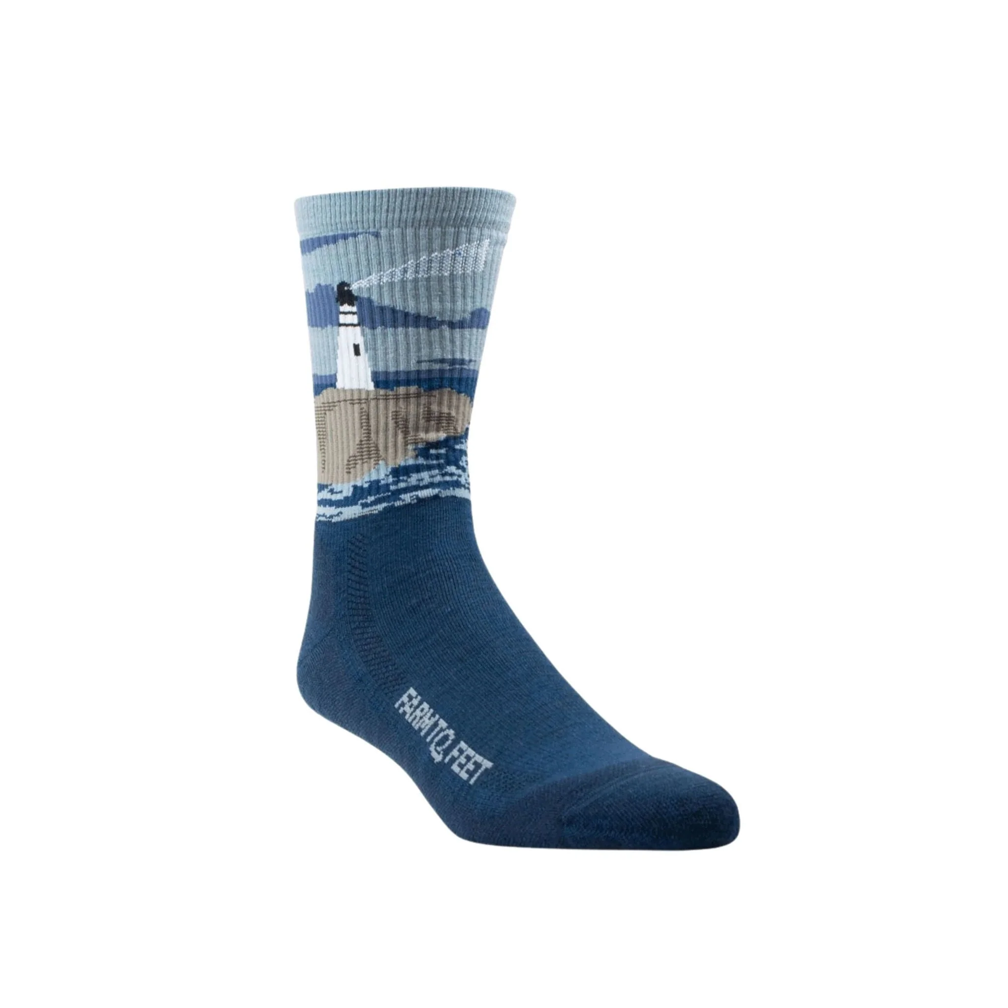 Farm To Feet Men's Cape Light Cushion Three Quarter Crew Socks - Denim Blue
