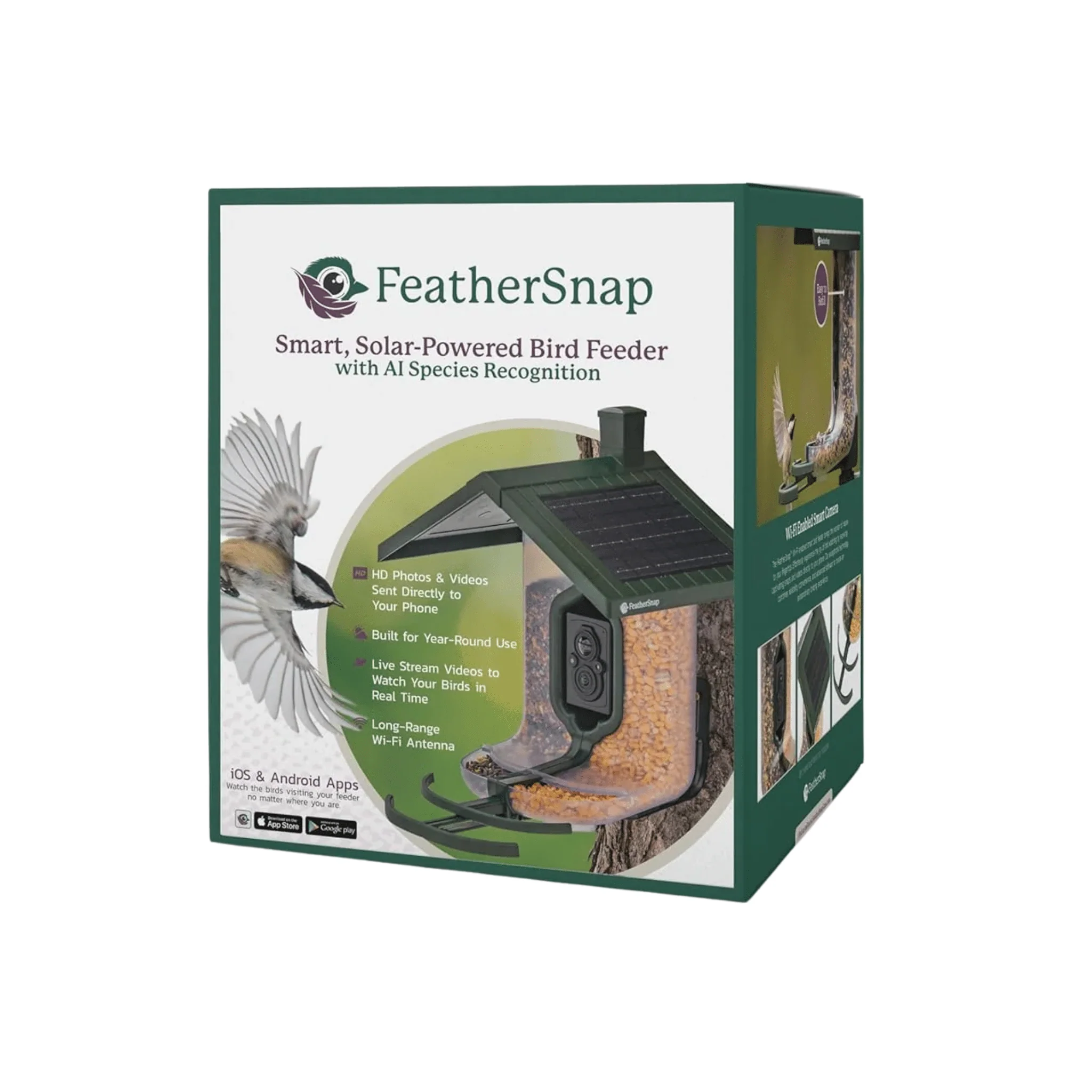 FeatherSnap Scout WiFi Solar Powered Smart Bird Feeder - Green - Image 2