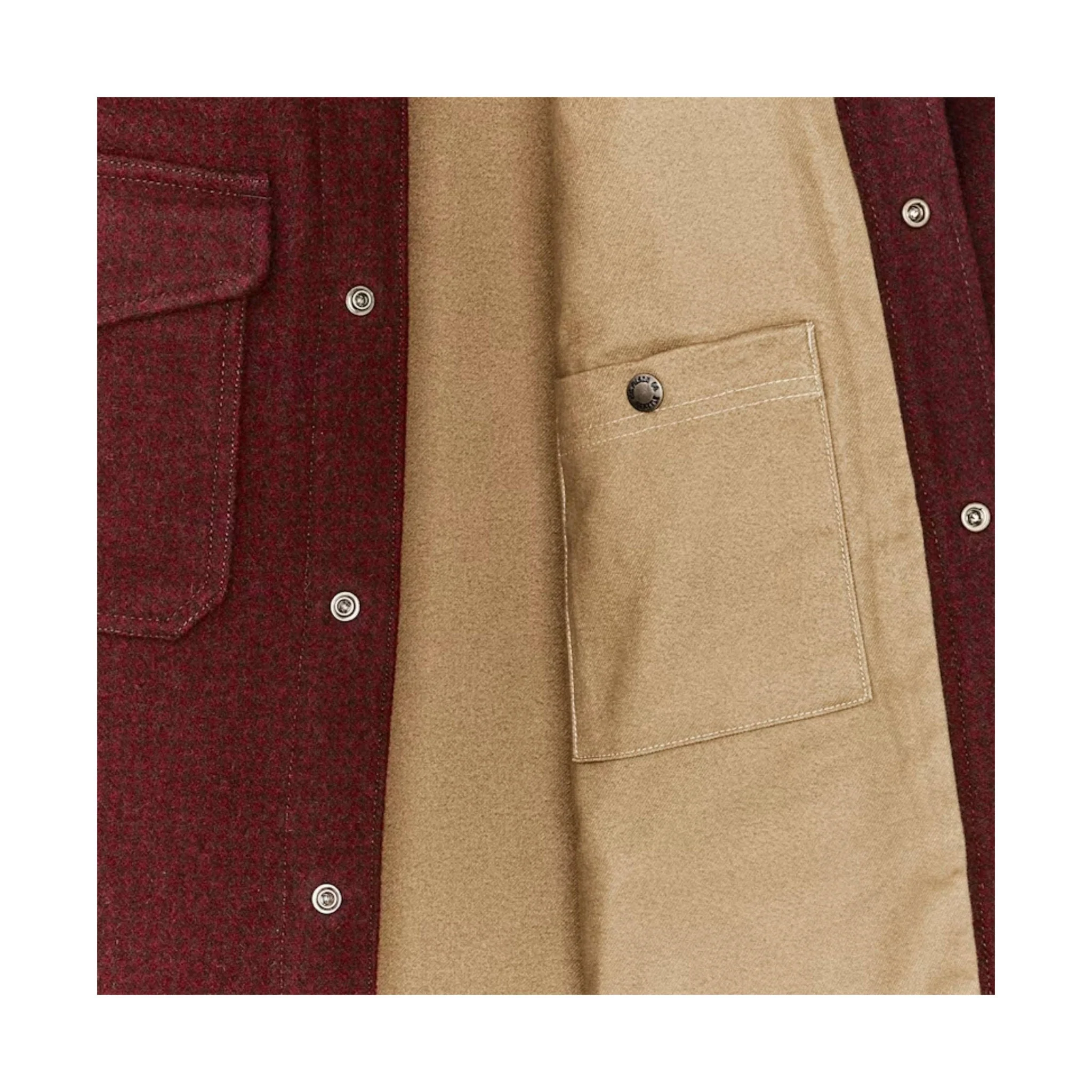 Filson Men's Lined Mackinaw Wool Jac Shirt - Dark Red/ Black Houndstooth - Image 4