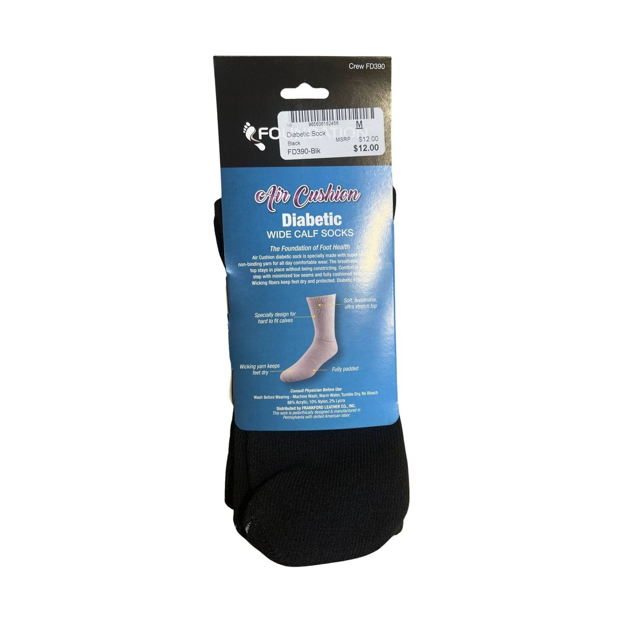Frankford Leather Co Foundation Diabetic Sock - Black - Image 2