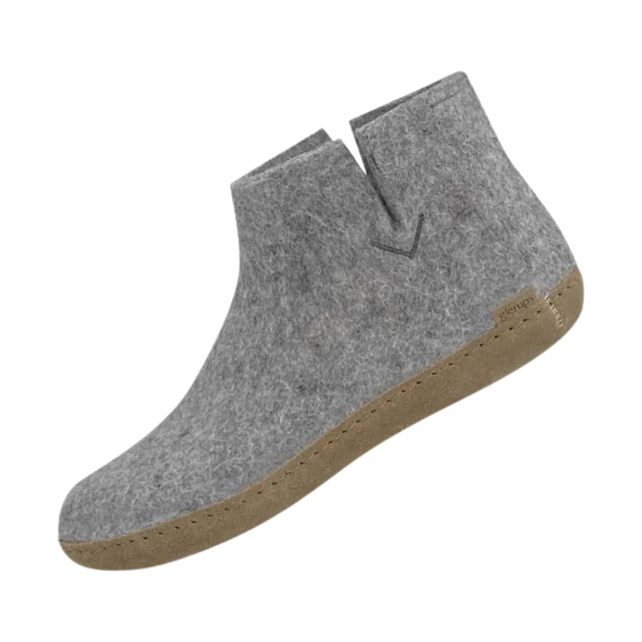 Glerups Boot With Leather Sole Slipper - Grey Suede - Image 2