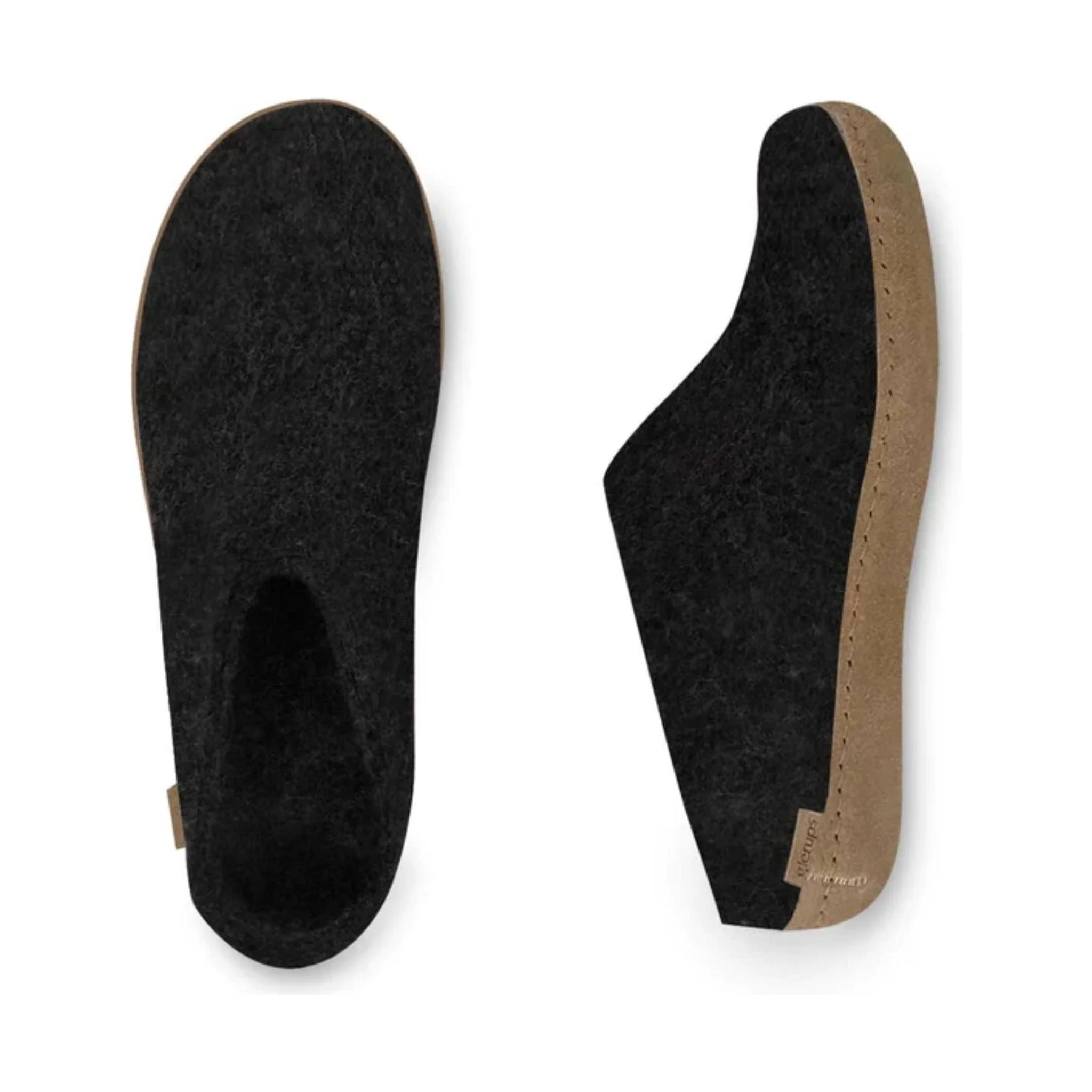 Glerups Slip On With Leather Sole Slipper - Charcoal - Image 3