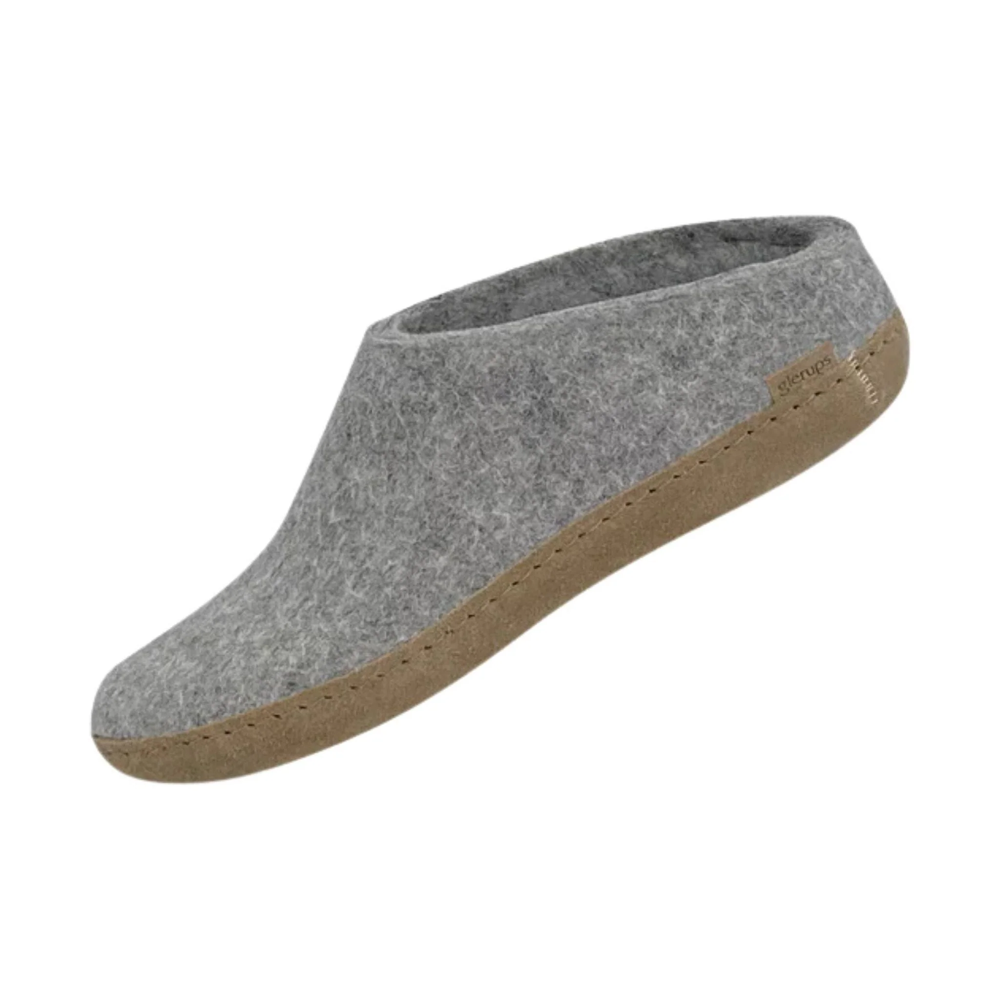 Glerups Slip On With Leather Sole Slipper - Grey Suede - Image 2