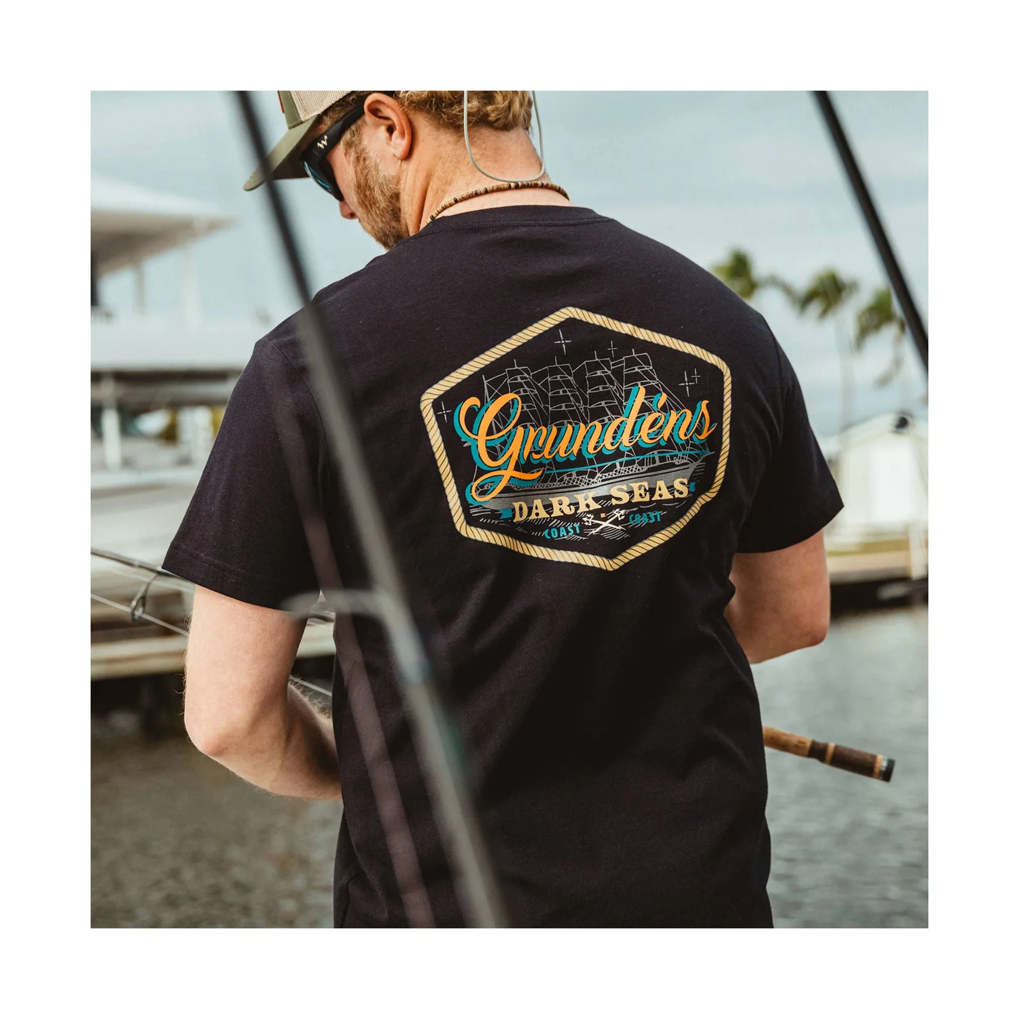 Grundens Men's Dark Seas X Grundens Watercraft SS T Shirt - Black - Image 3
