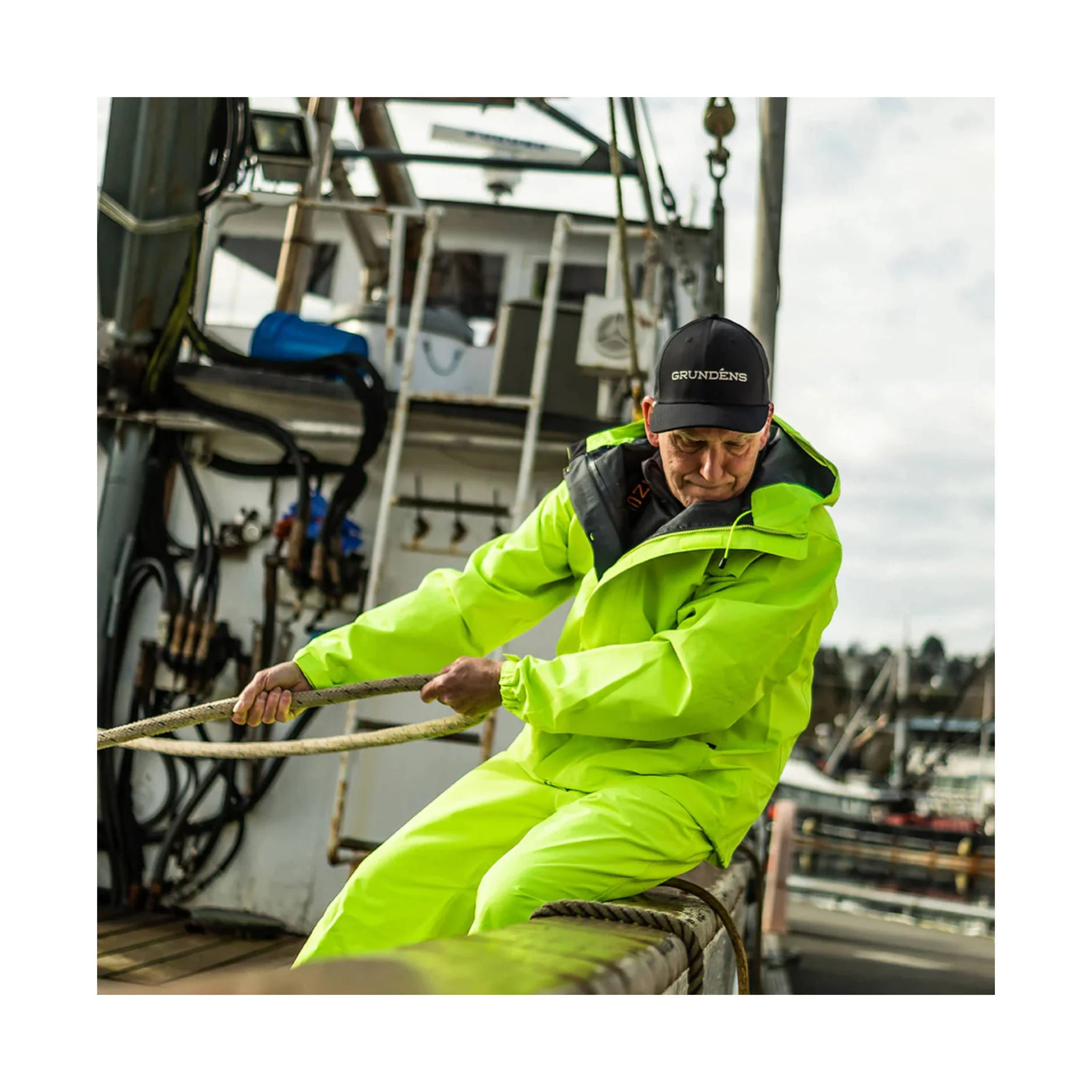 Grundens Men's Full Share Jacket - Hi-Vis Yellow - Image 3