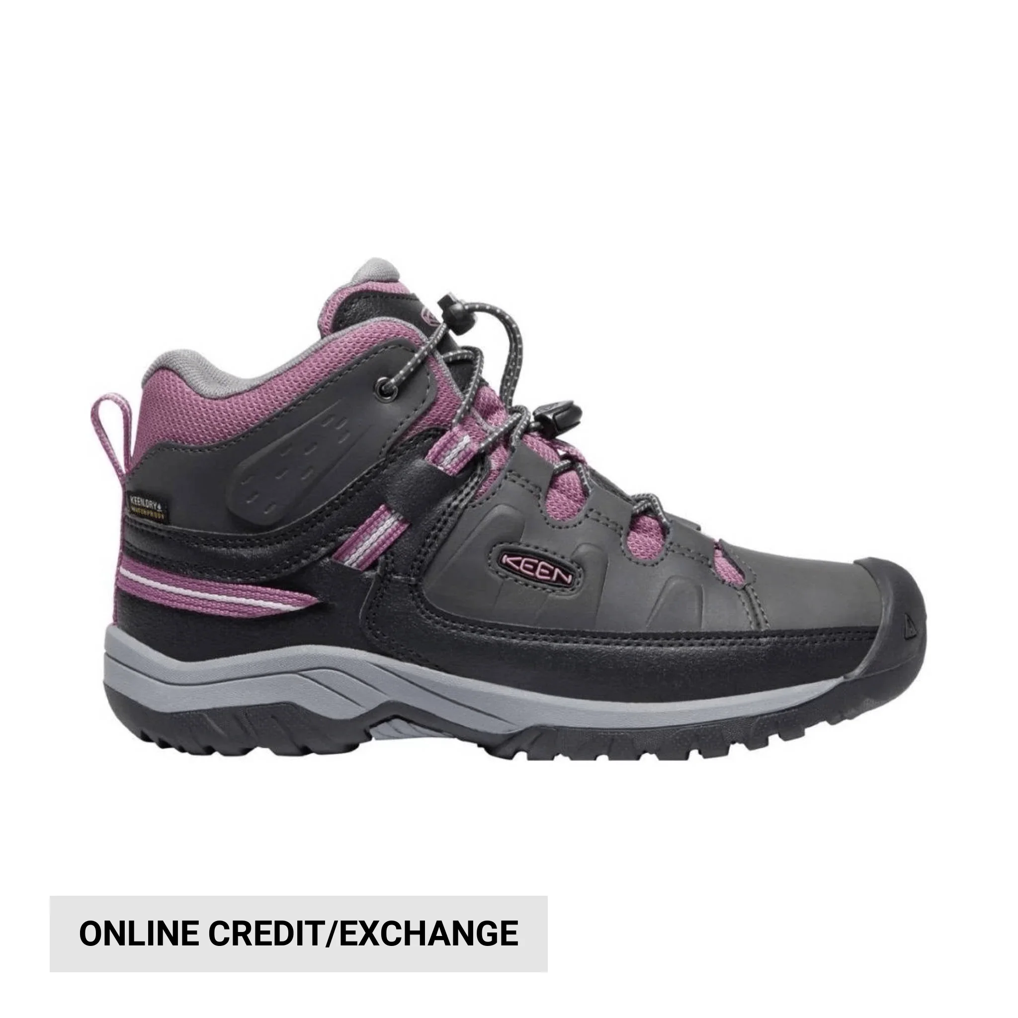 KEEN Big Kids' Targhee Waterproof Boot - Raven/Tulipwood