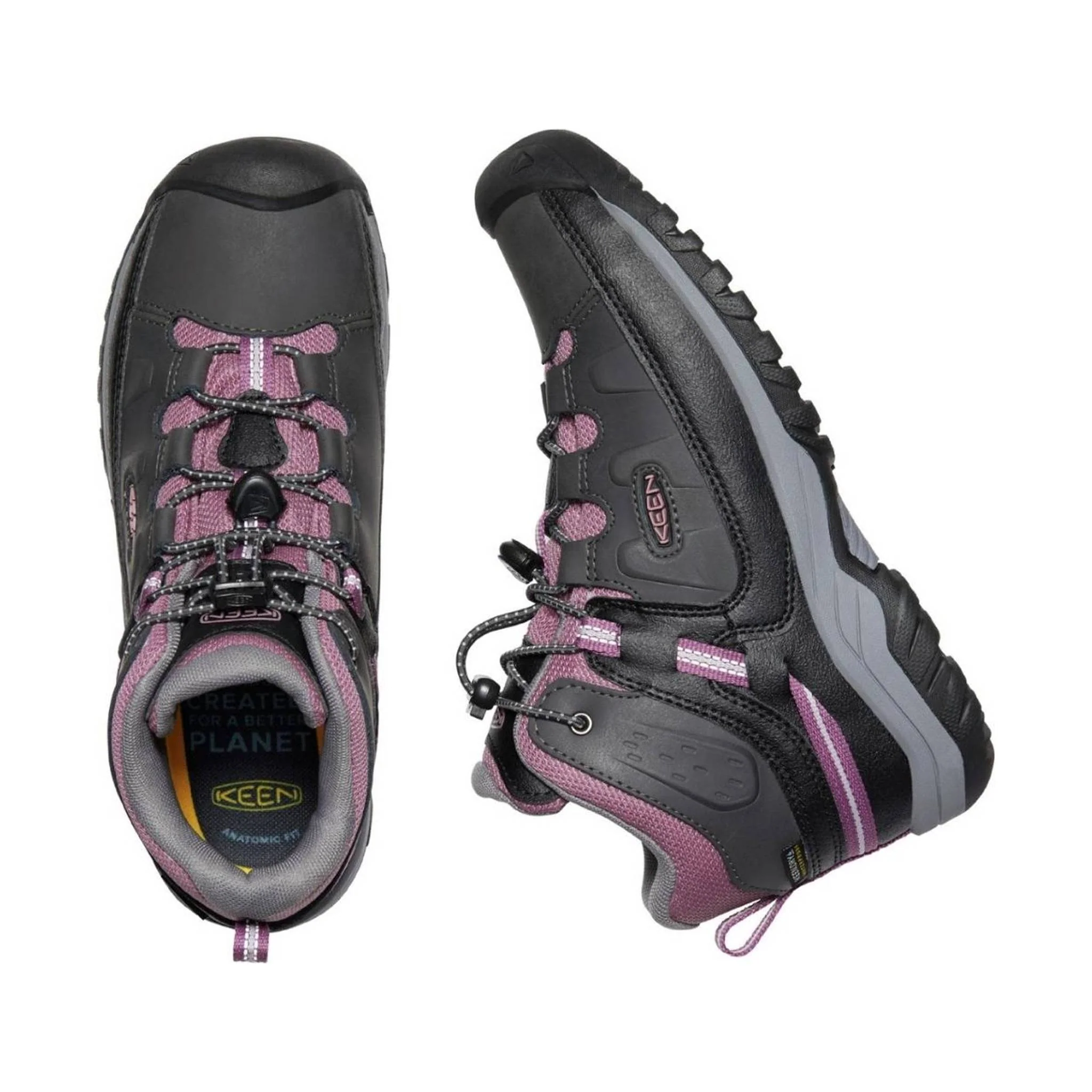 KEEN Big Kids' Targhee Waterproof Boot - Raven/Tulipwood - Image 2