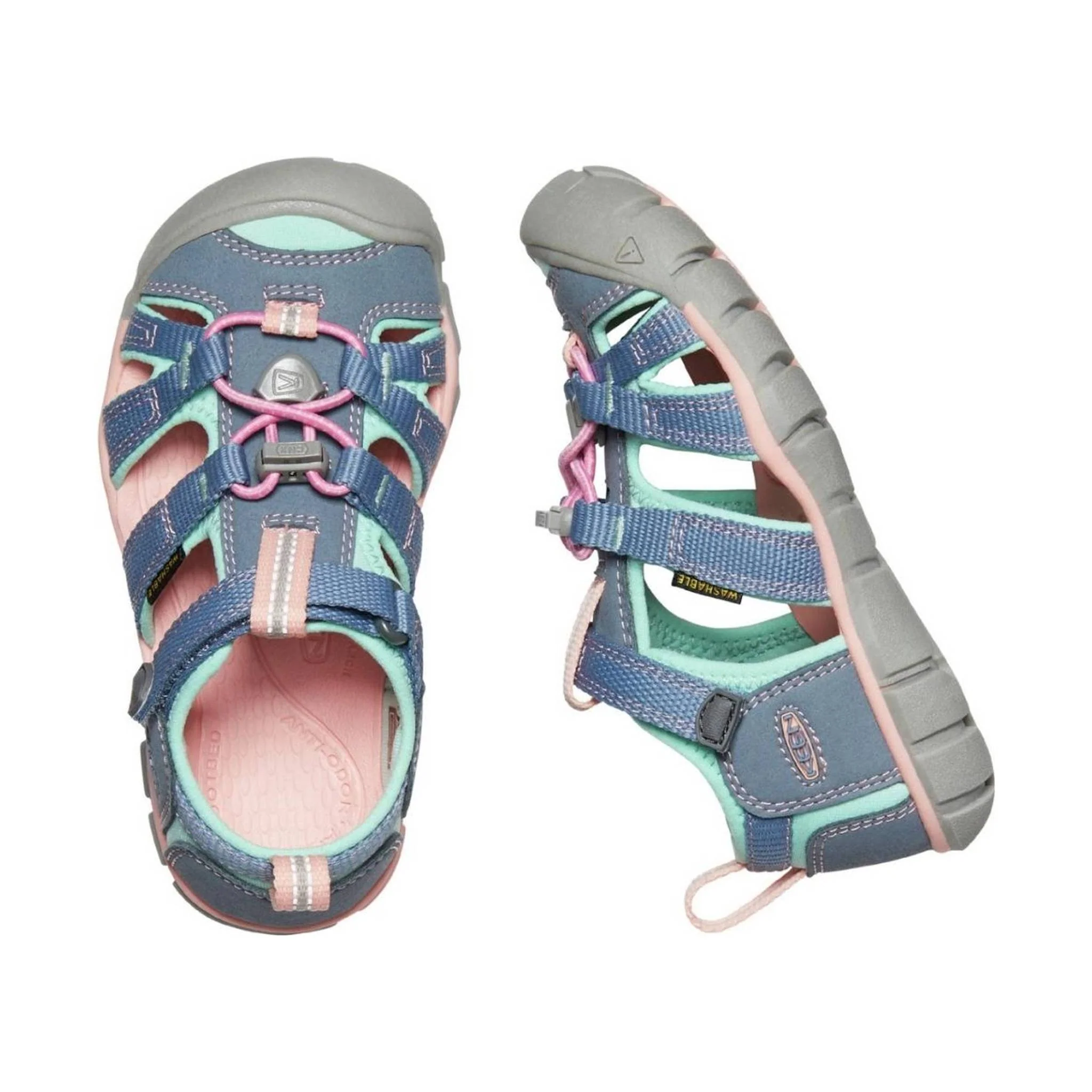 KEEN Little Kids' Seacamp II CNX - Flint Stone/Ocean Wave - Image 2