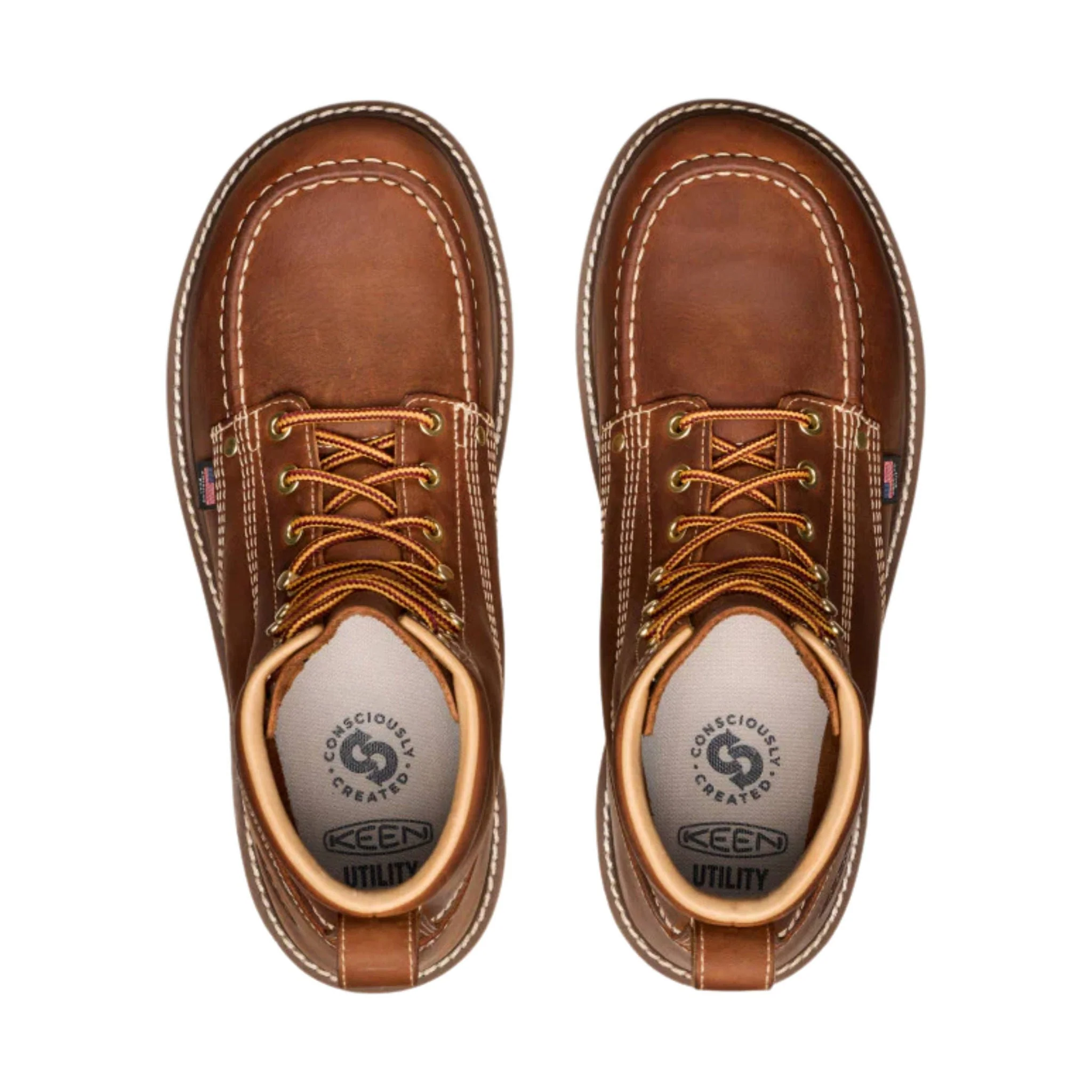 KEEN Utility Men's Liberty 6 Inch Soft Toe Work Boots - Leather Brown/Birch - Image 3