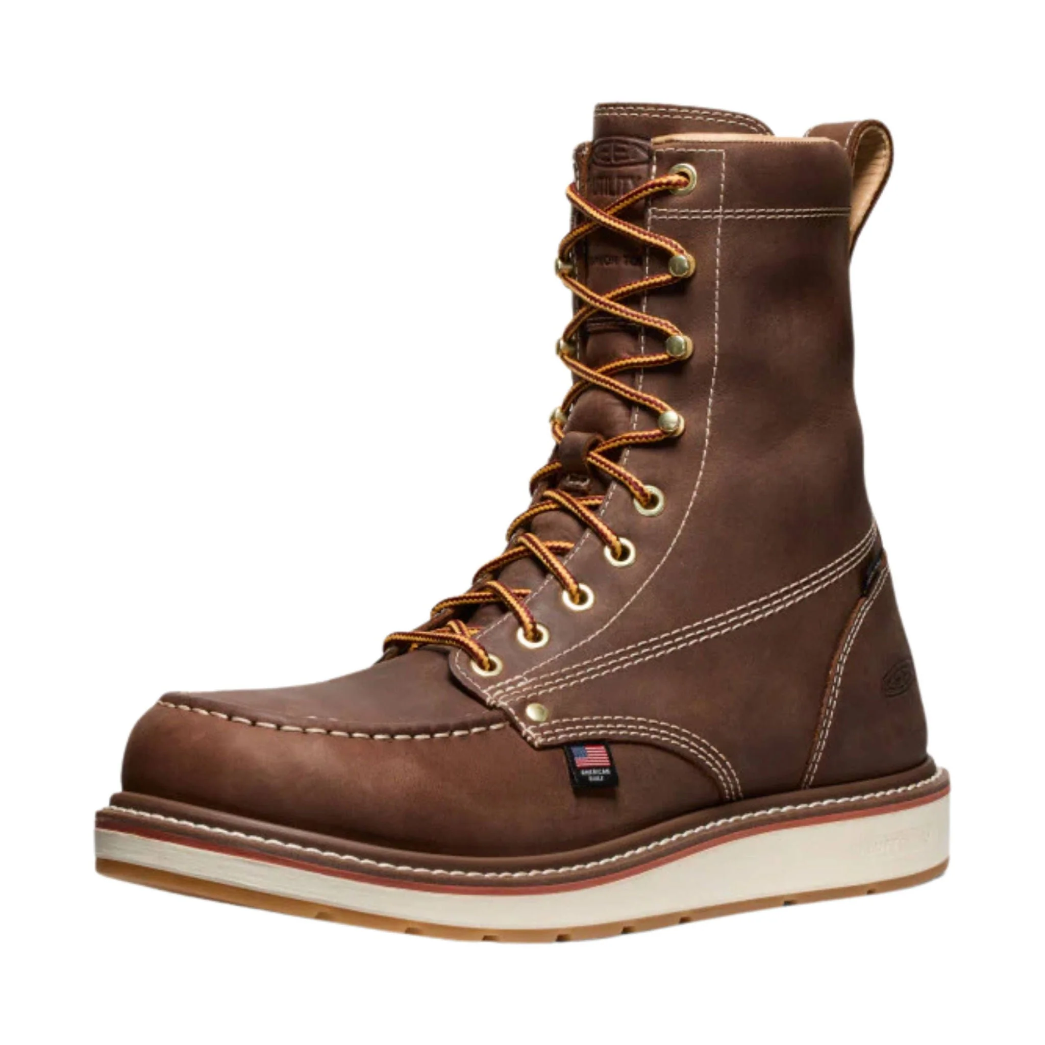 KEEN Utility Men's Liberty 8 Inch Waterproof Carbon Toe Work Boots - Chestnut/Gum - Image 2