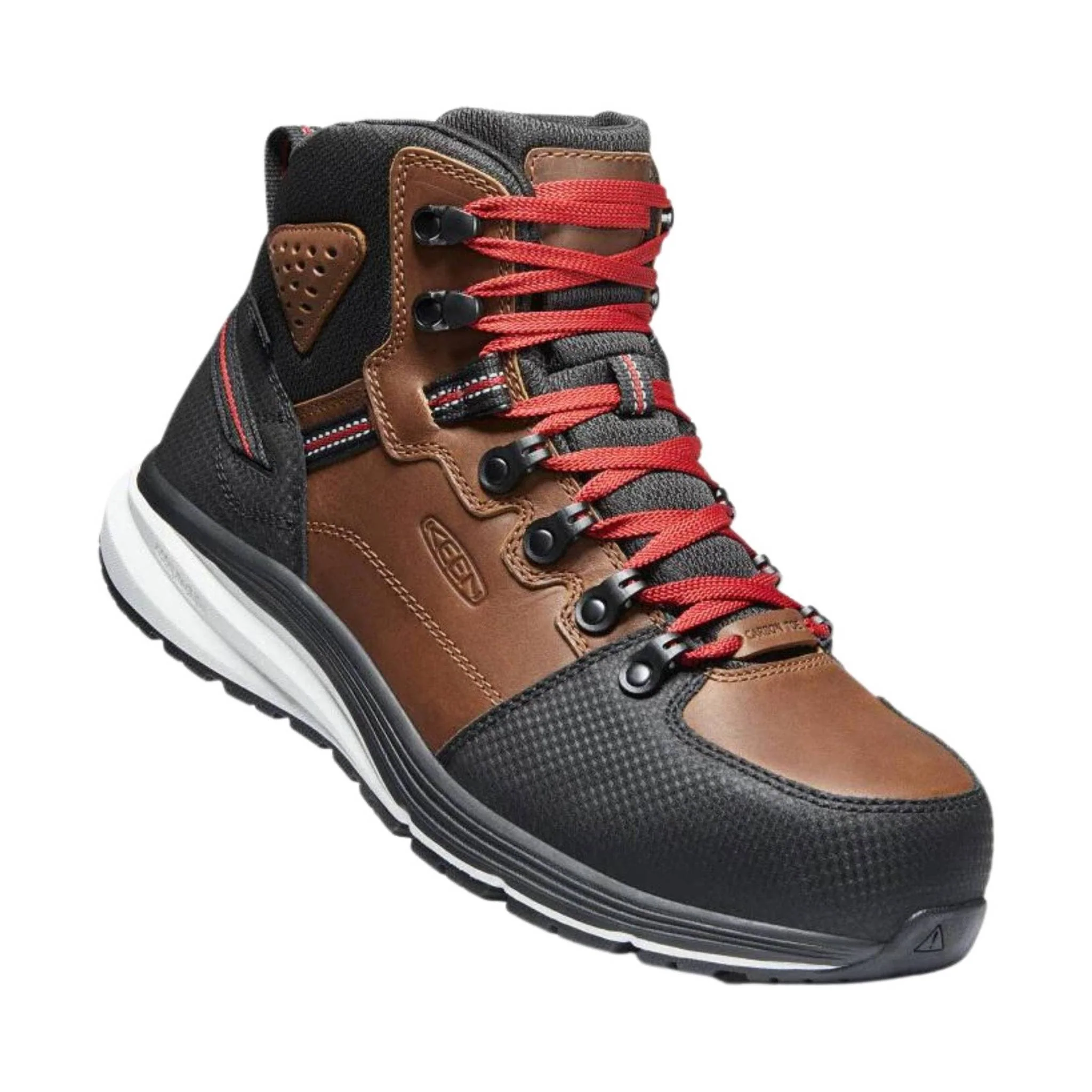KEEN Utility Men's Red Hook Mid Waterproof Carbon Fiber Toe Work Boot - Tobacco/Black - Image 2