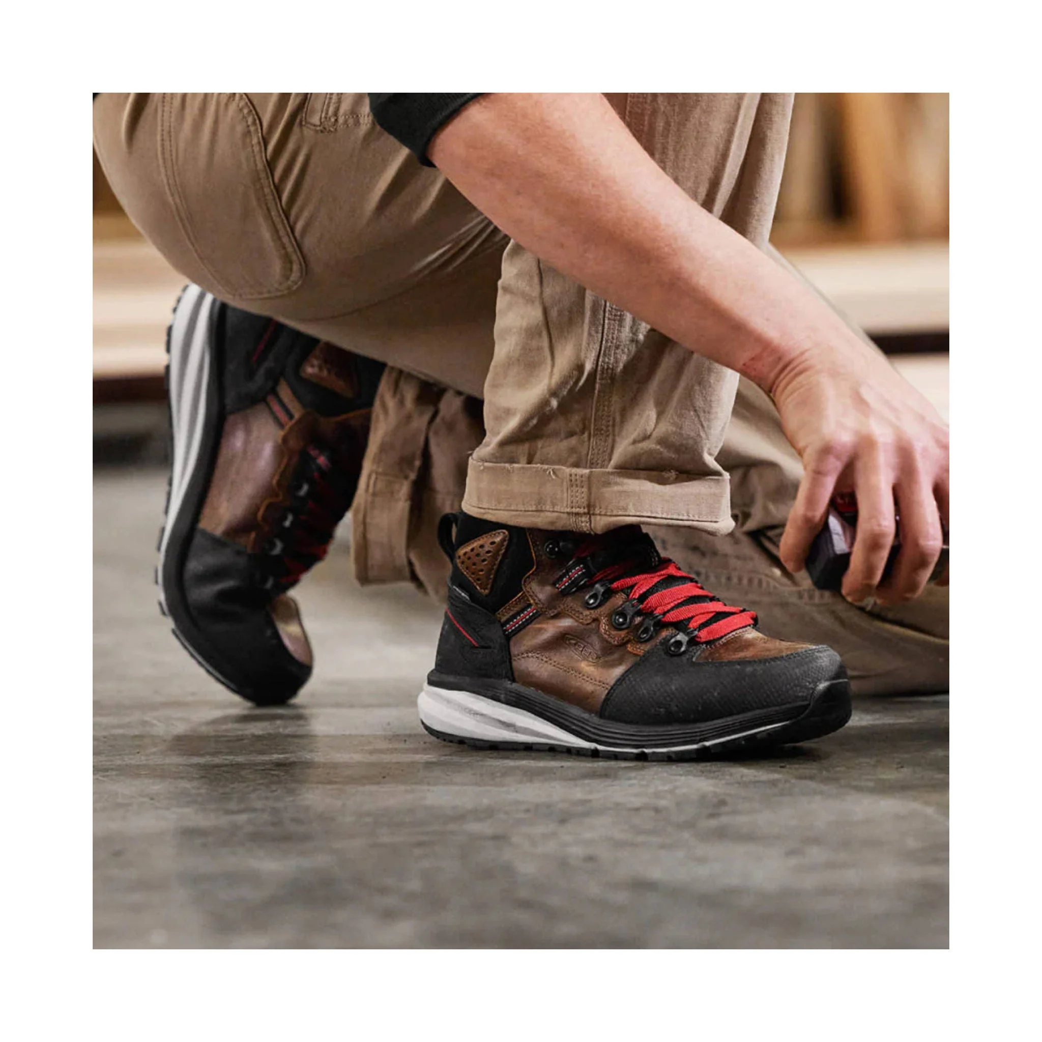 KEEN Utility Men's Red Hook Mid Waterproof Soft Toe Boot - Tobacco/Black - Image 4