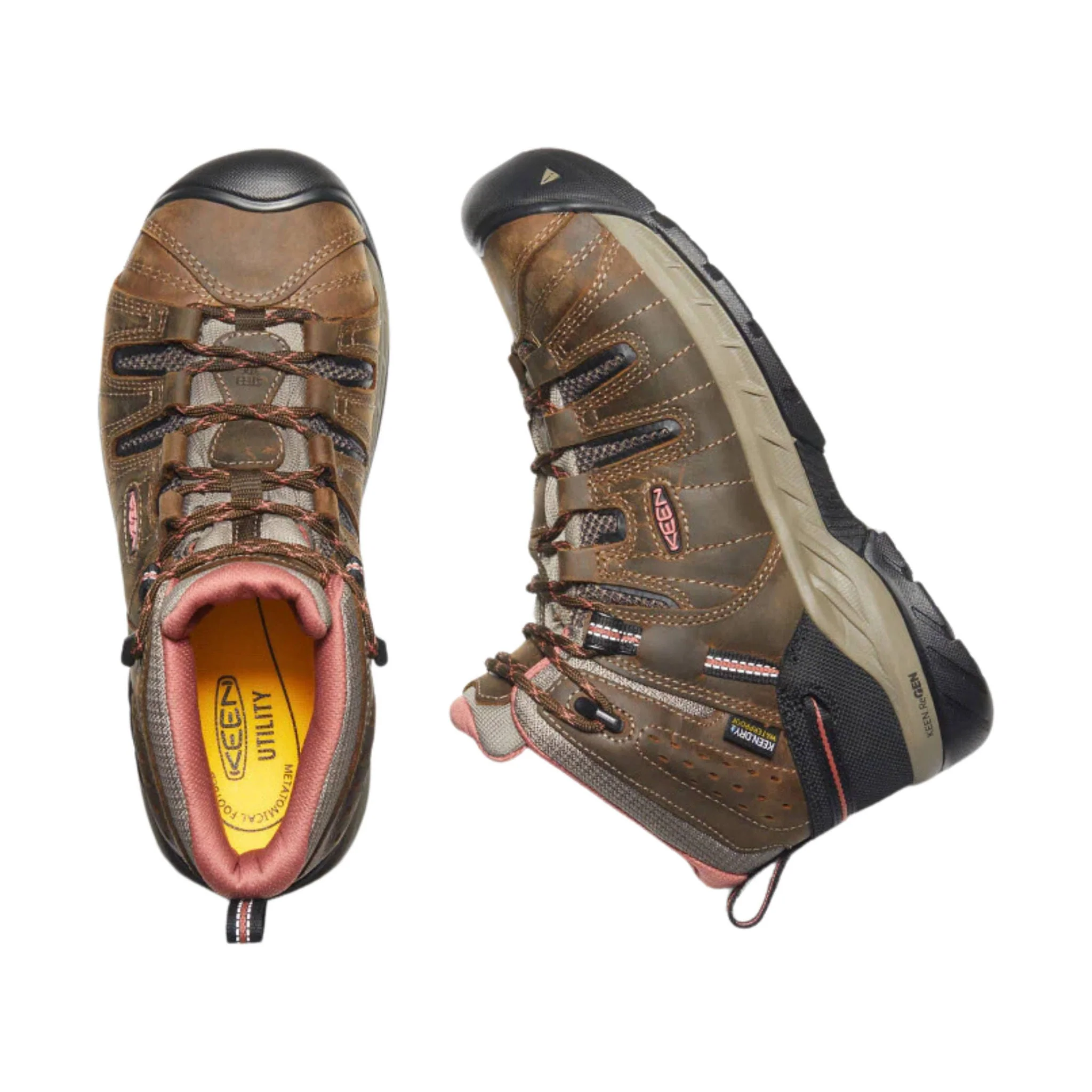 KEEN Utility Women's Flint II Mid Waterproof Soft Toe Boot - Cascade Brown/Brick Dust - Image 2