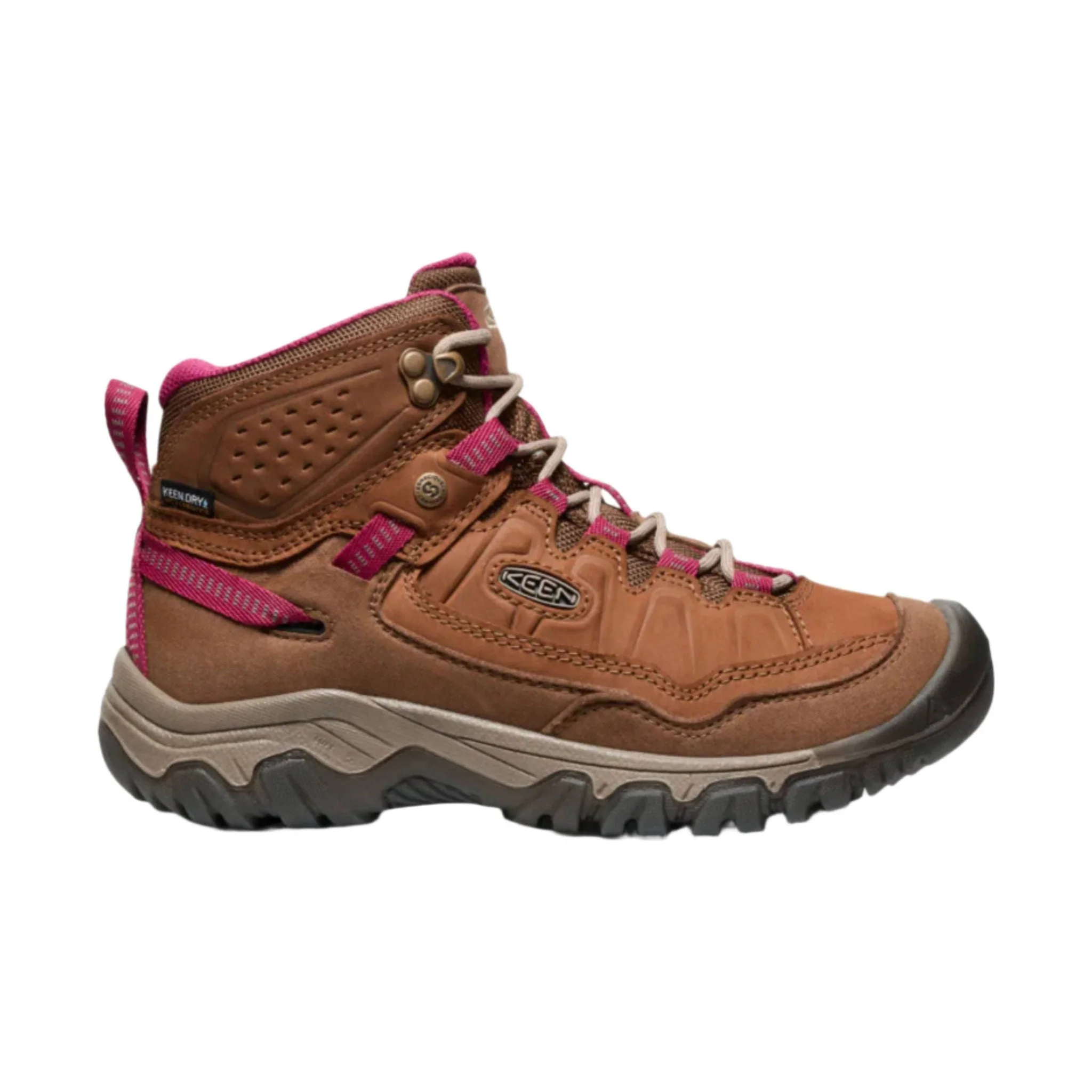 KEEN Women's Targhee IV Mid Waterproof Hiking Boot - Bison/Beaujolais