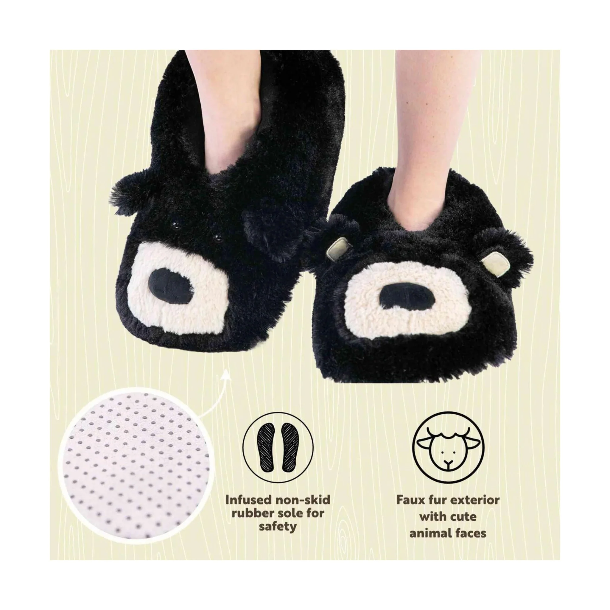 Lazy One Bear Critter Slippers - Black - Image 6