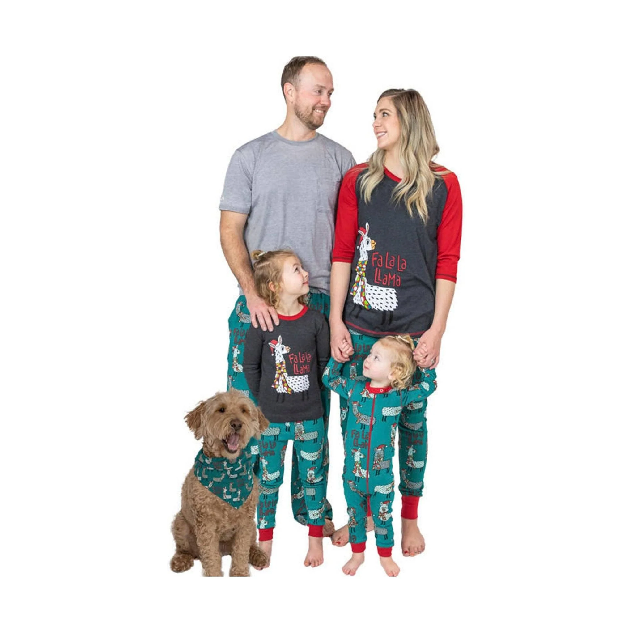 Lazy One Fa La La Llama Dog Bandana - Blue/ White/ Red/ Green - Image 4