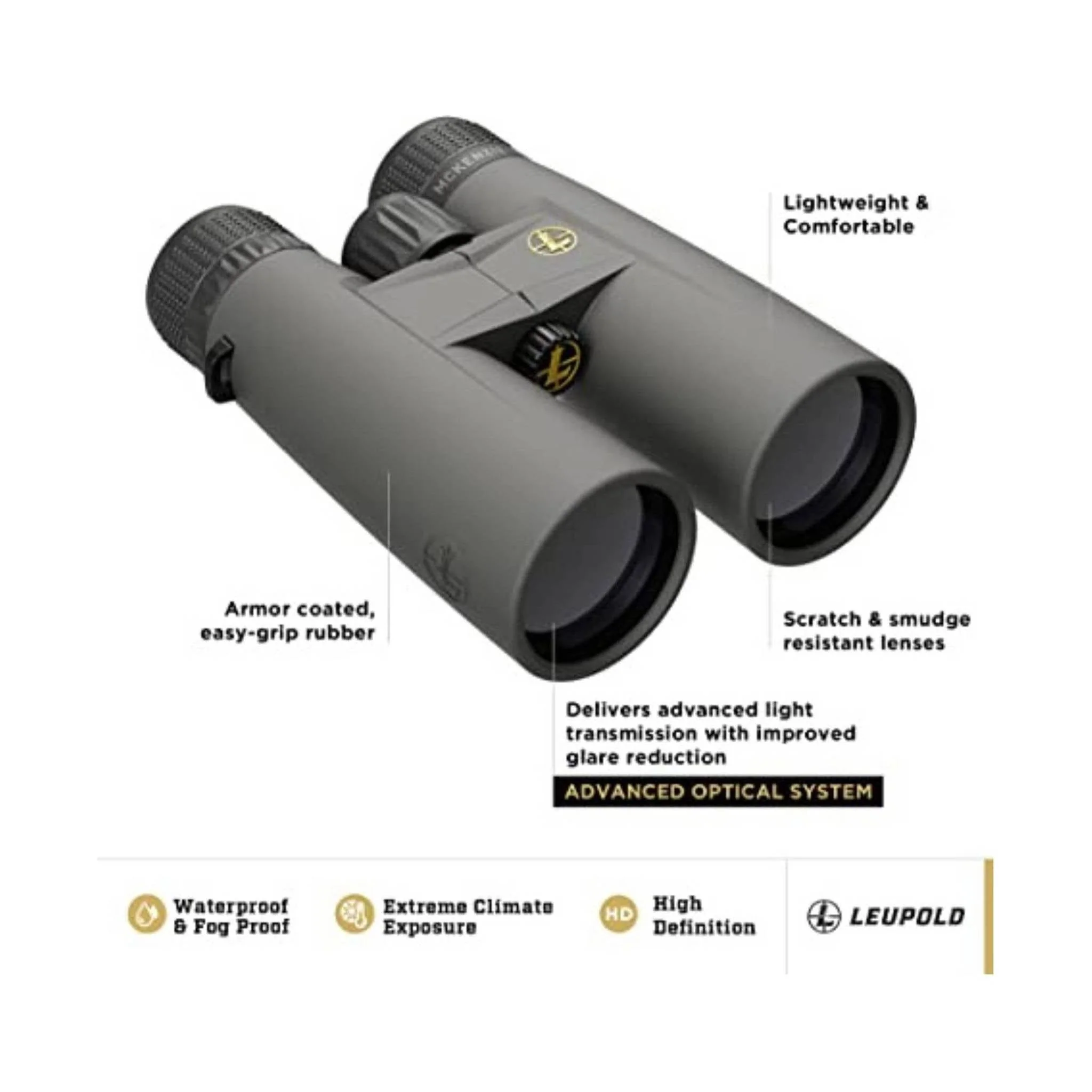 Leupold McKenzie Binouculars 10x42 - Grey - Image 2