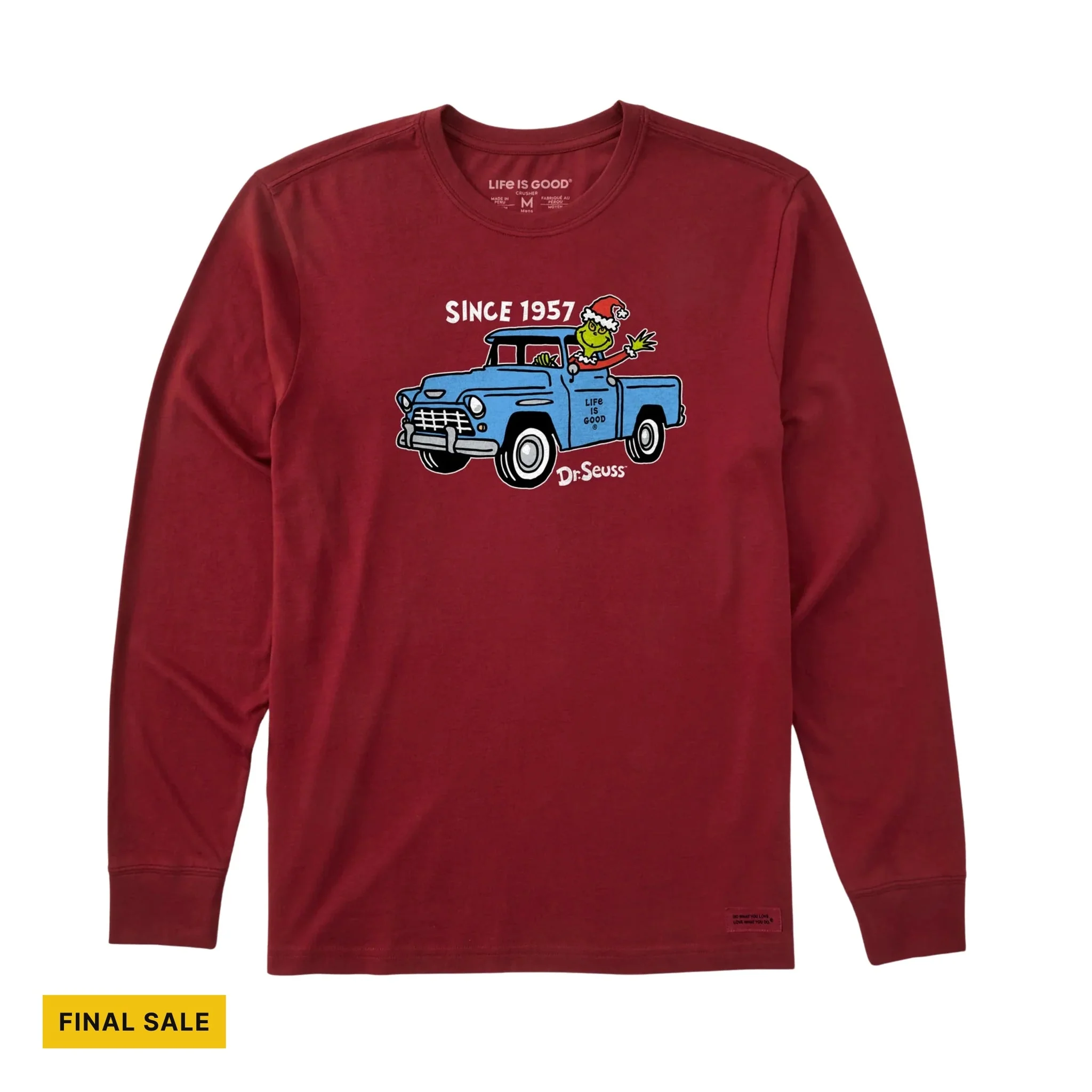 Life Is Good Men's 1957 Grinch Long Sleeve Crusher Tee - Adirondack Red