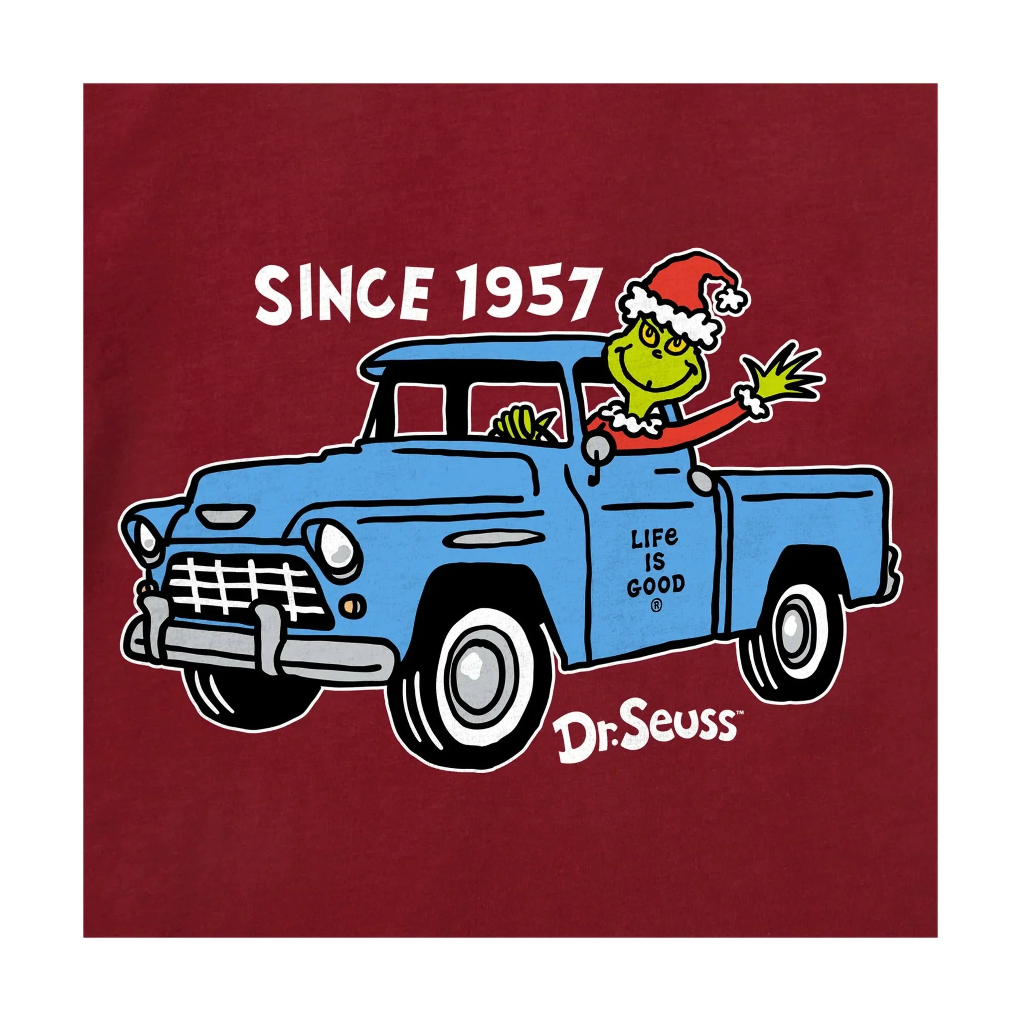 Life Is Good Men's 1957 Grinch Long Sleeve Crusher Tee - Adirondack Red - Image 2