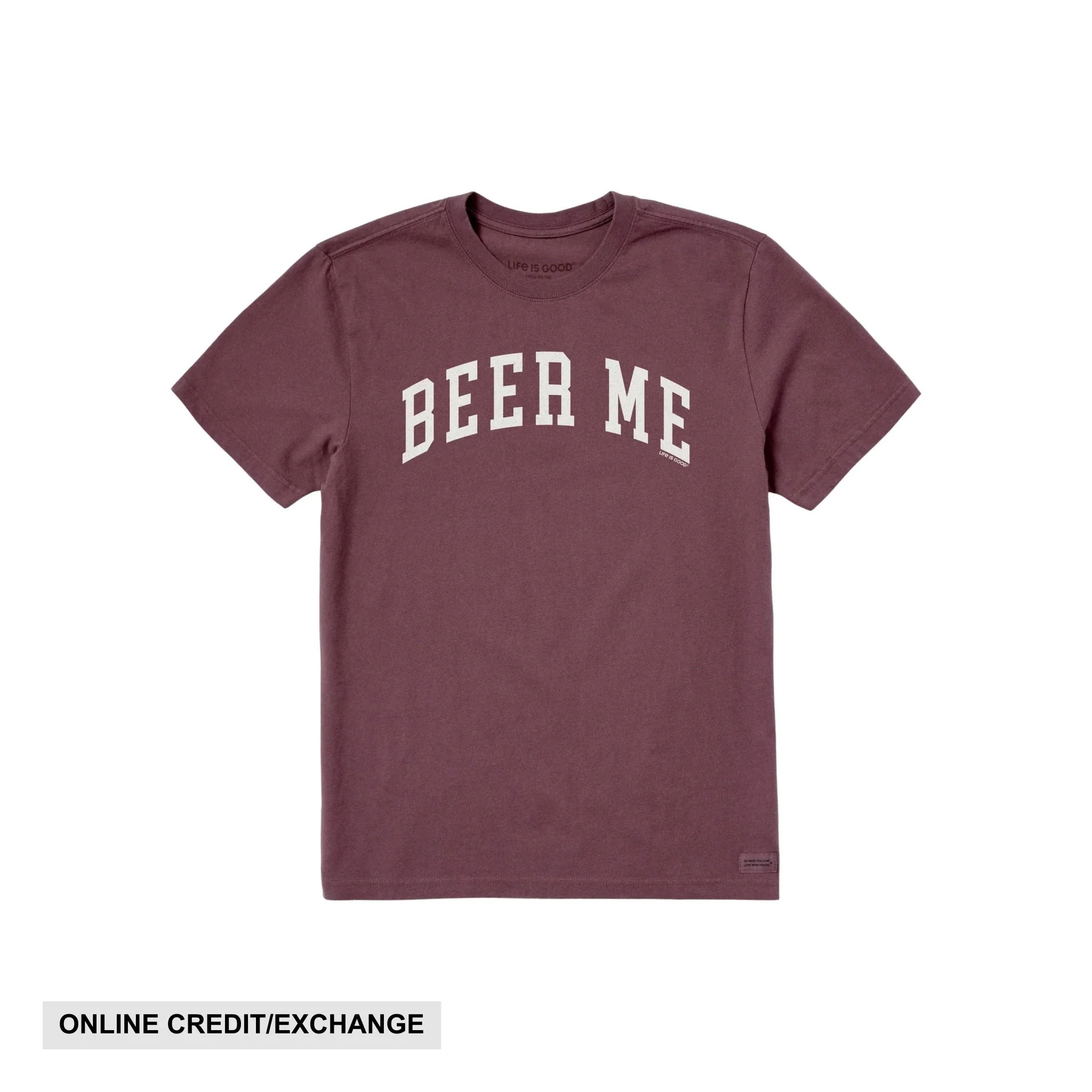 Life Is Good Men's Beer Me Arch Short Sleeve Crusher Tee - Mahogany Brown
