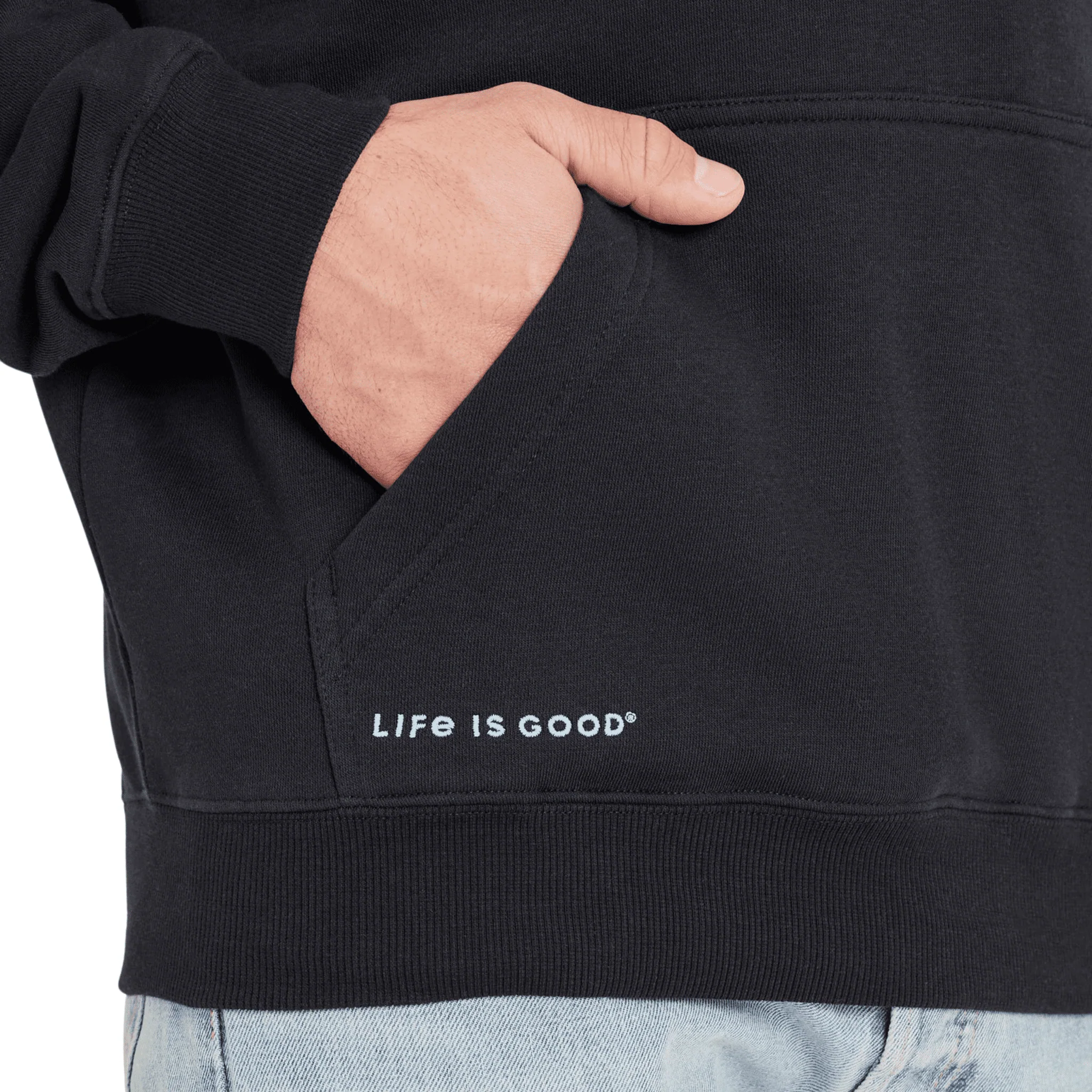Life Is Good Men's Crafty LIG Good Vibes Fleece Hoodie - True Black - Image 2