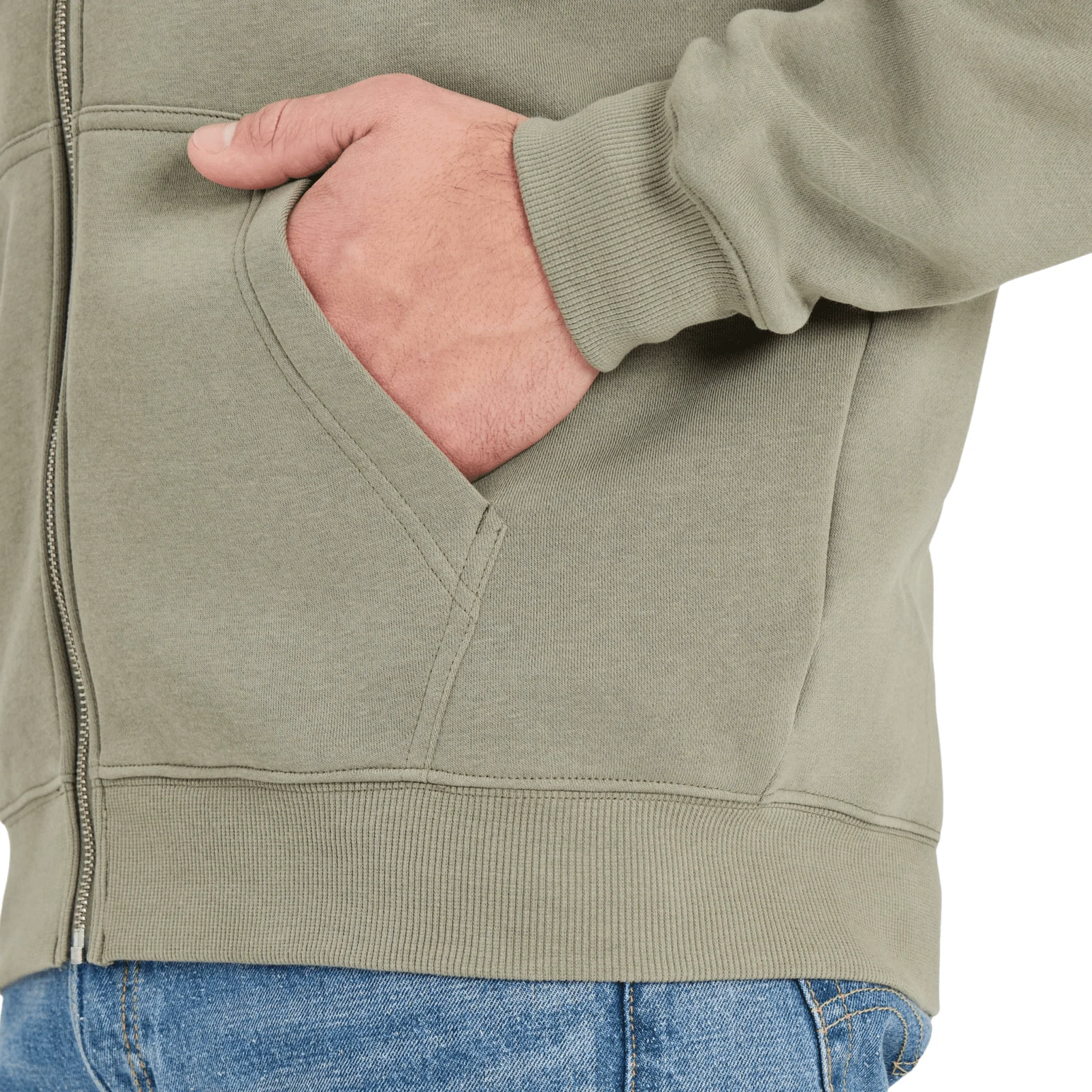 Life Is Good Men's Crafty LIG Stacked Good Vibes Fleece Zip Hoodie - Moss Green - Image 3