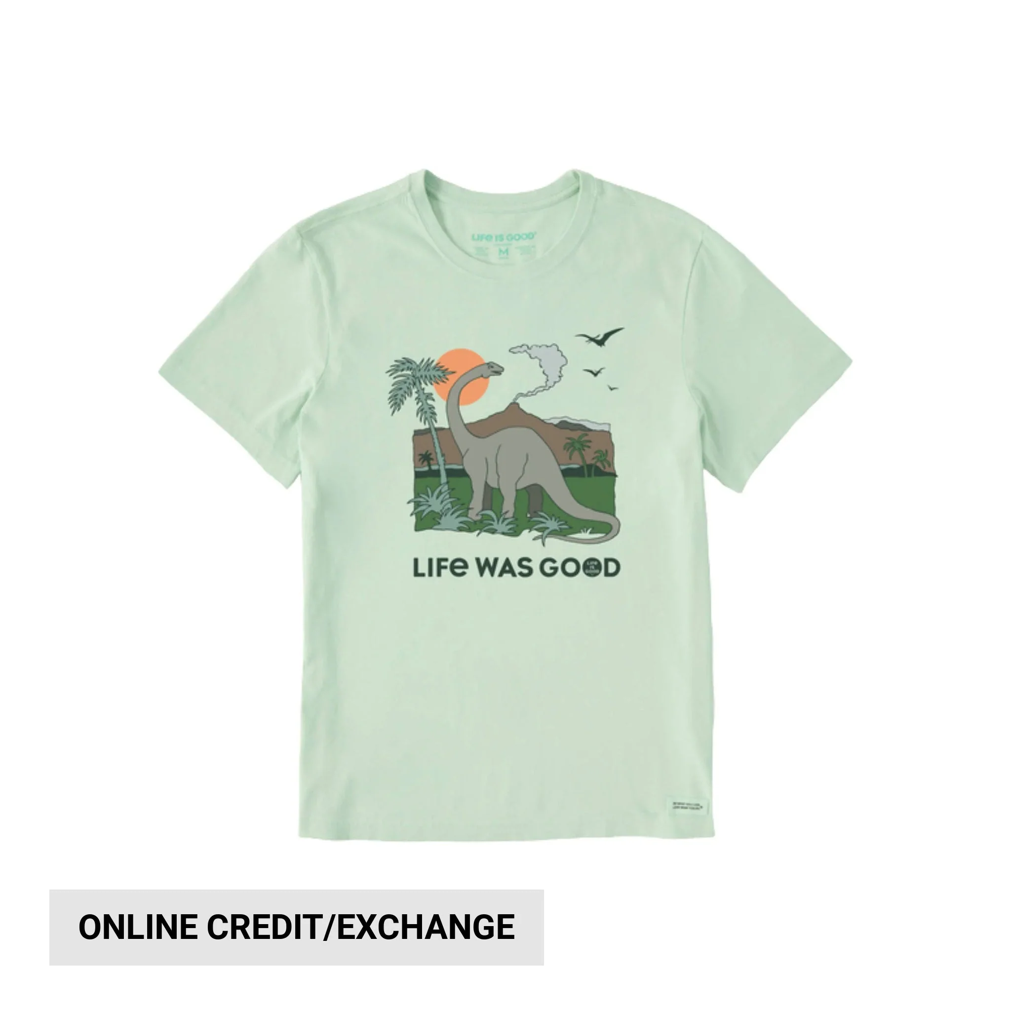Life Is Good Men's Dinosaur Life Was Good Crusher Lite Tee - Sage Green