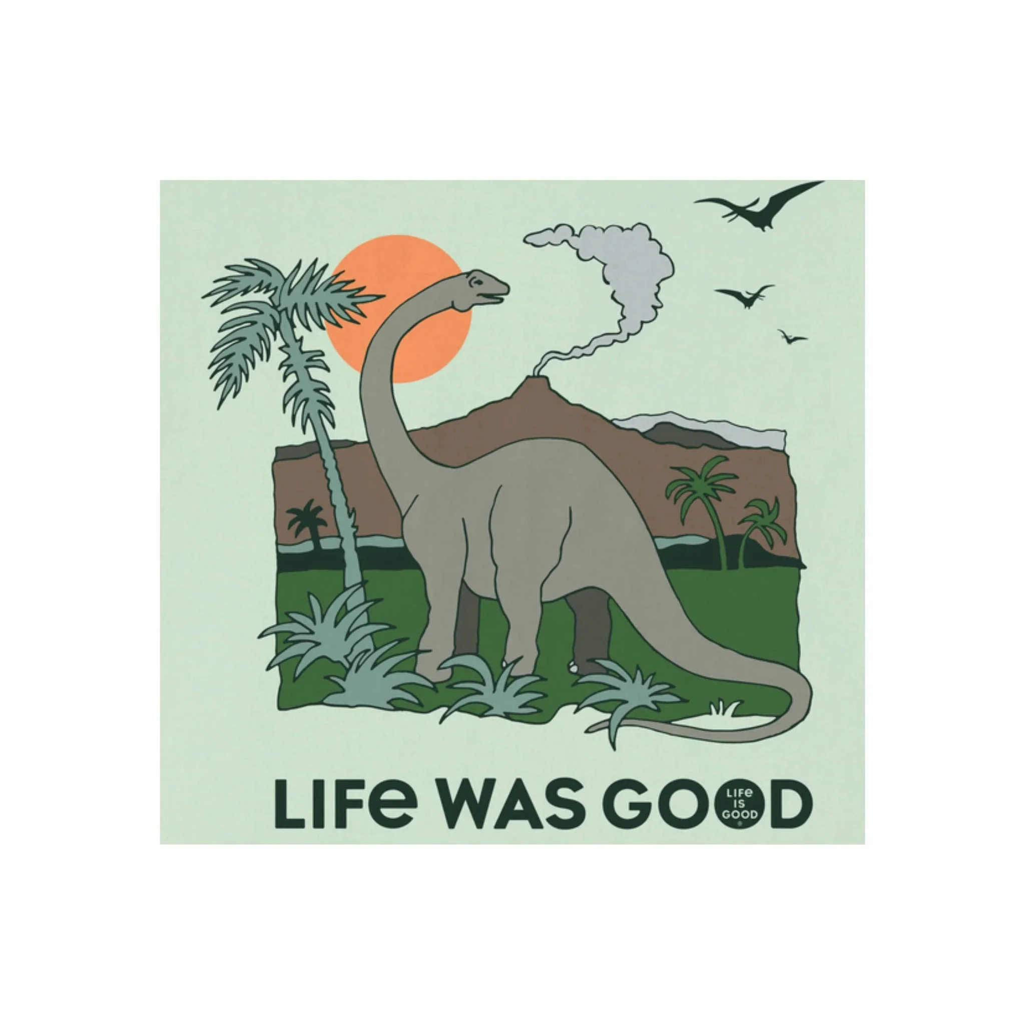 Life Is Good Men's Dinosaur Life Was Good Crusher Lite Tee - Sage Green - Image 2