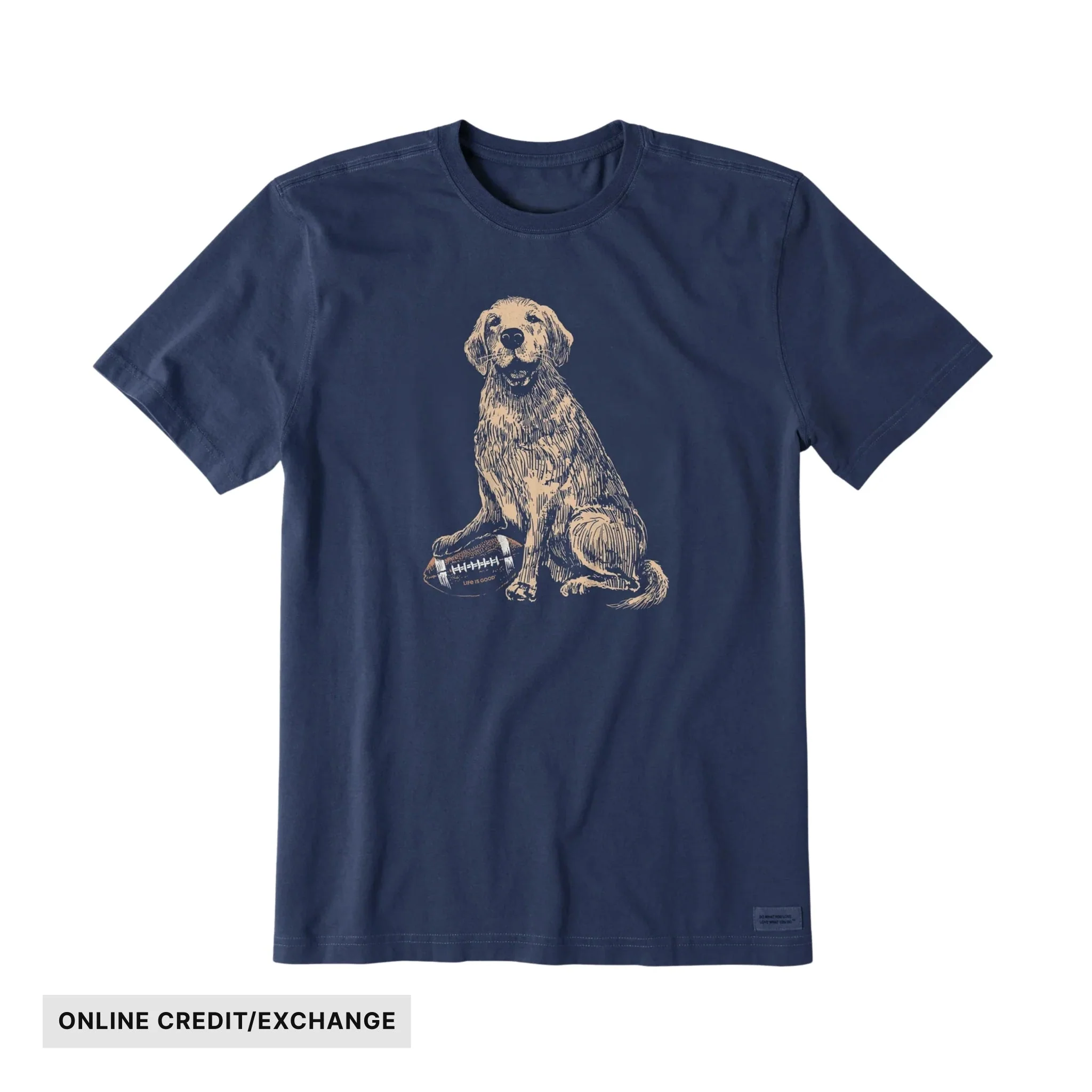 Life Is Good Men's Golden Football Short Sleeve Tee - Darkest Blue