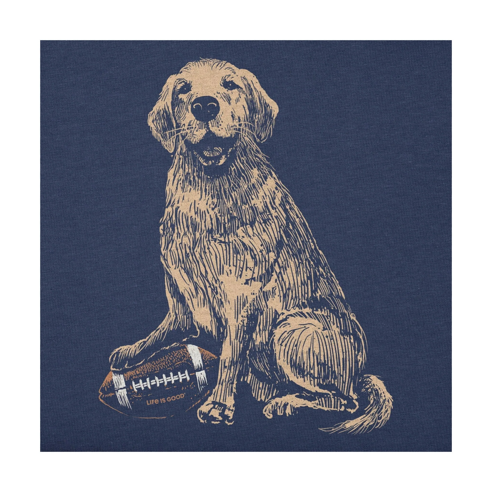 Life Is Good Men's Golden Football Short Sleeve Tee - Darkest Blue - Image 2