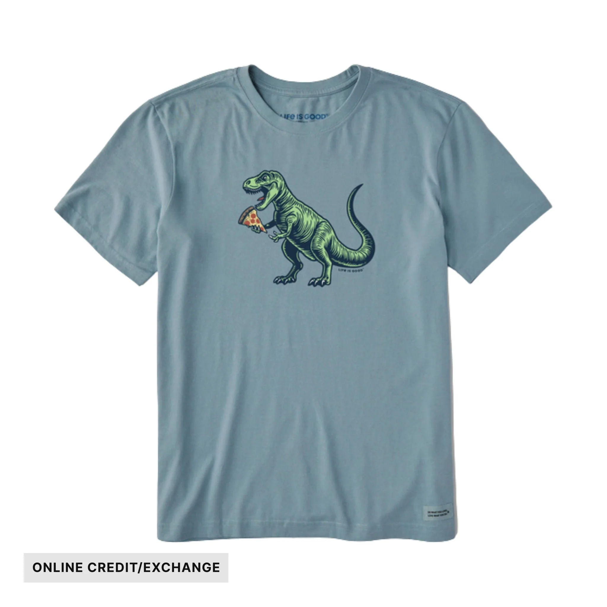 Life Is Good Men's Snack Attack T Rex Crusher LITE Tee - Smokey Blue